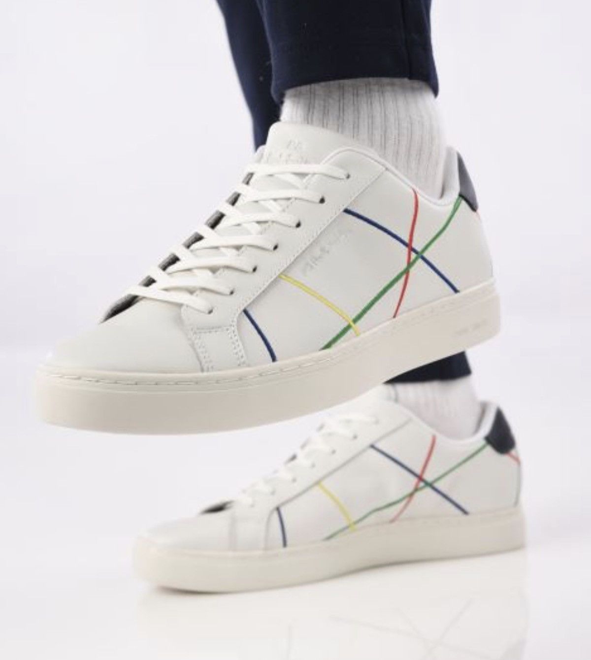 Paul Smith PAUL SMITH Leather Abstract Stripe Rex Sneakers Size US 7 / EU 40 - 2 Thumbnail