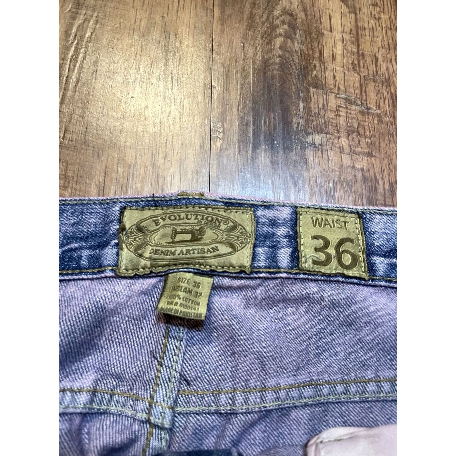 Vintage Evolution in Design Jeans Mens 36 Purple 36x32 Stone Wash Denim Artisan F558 Size US 36 / EU 52 - 5 Thumbnail