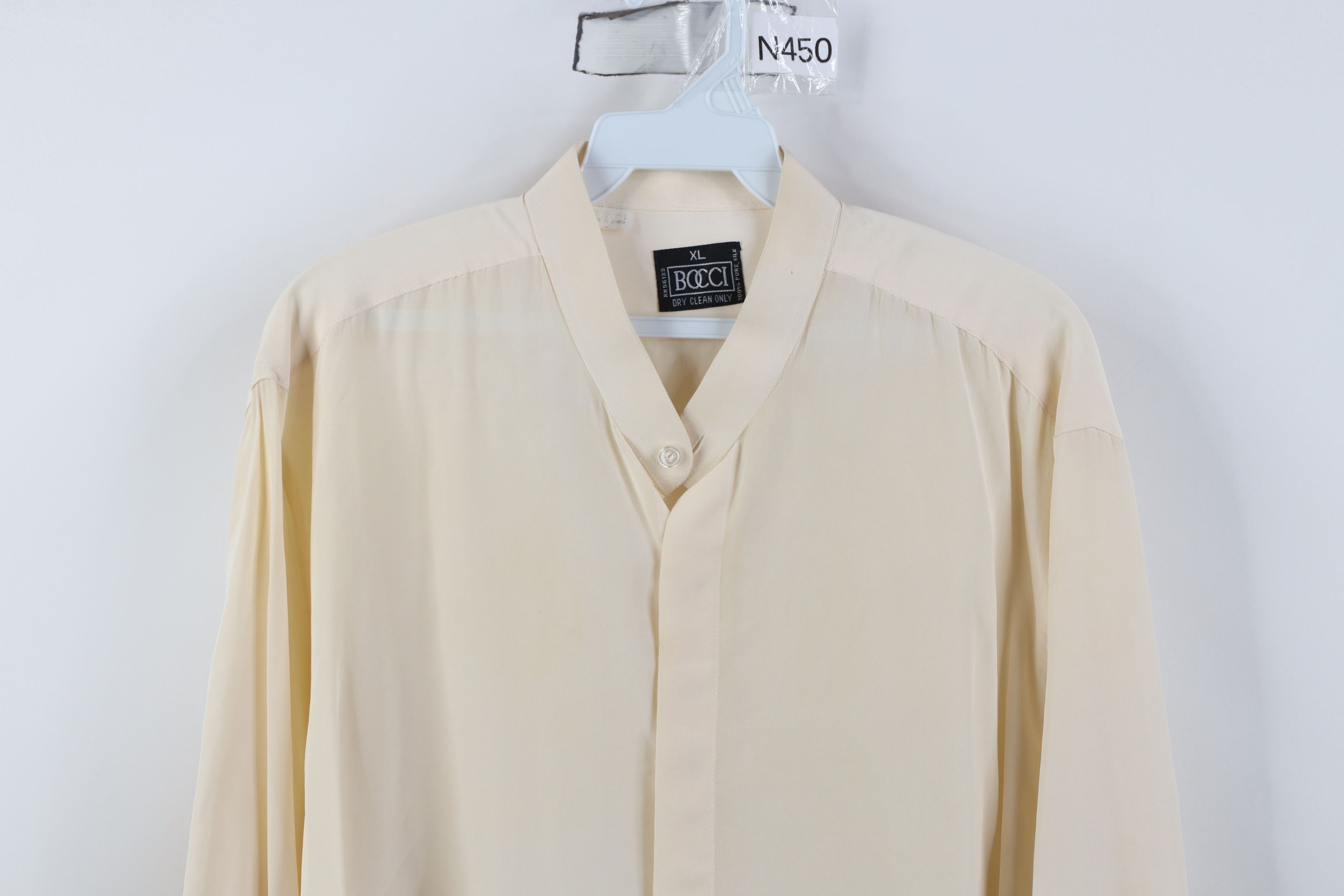 Vintage Vintage 90s Streetwear Sheer Silk Band Collar Button Shirt Size US XL / EU 56 / 4 - 2 Thumbnail