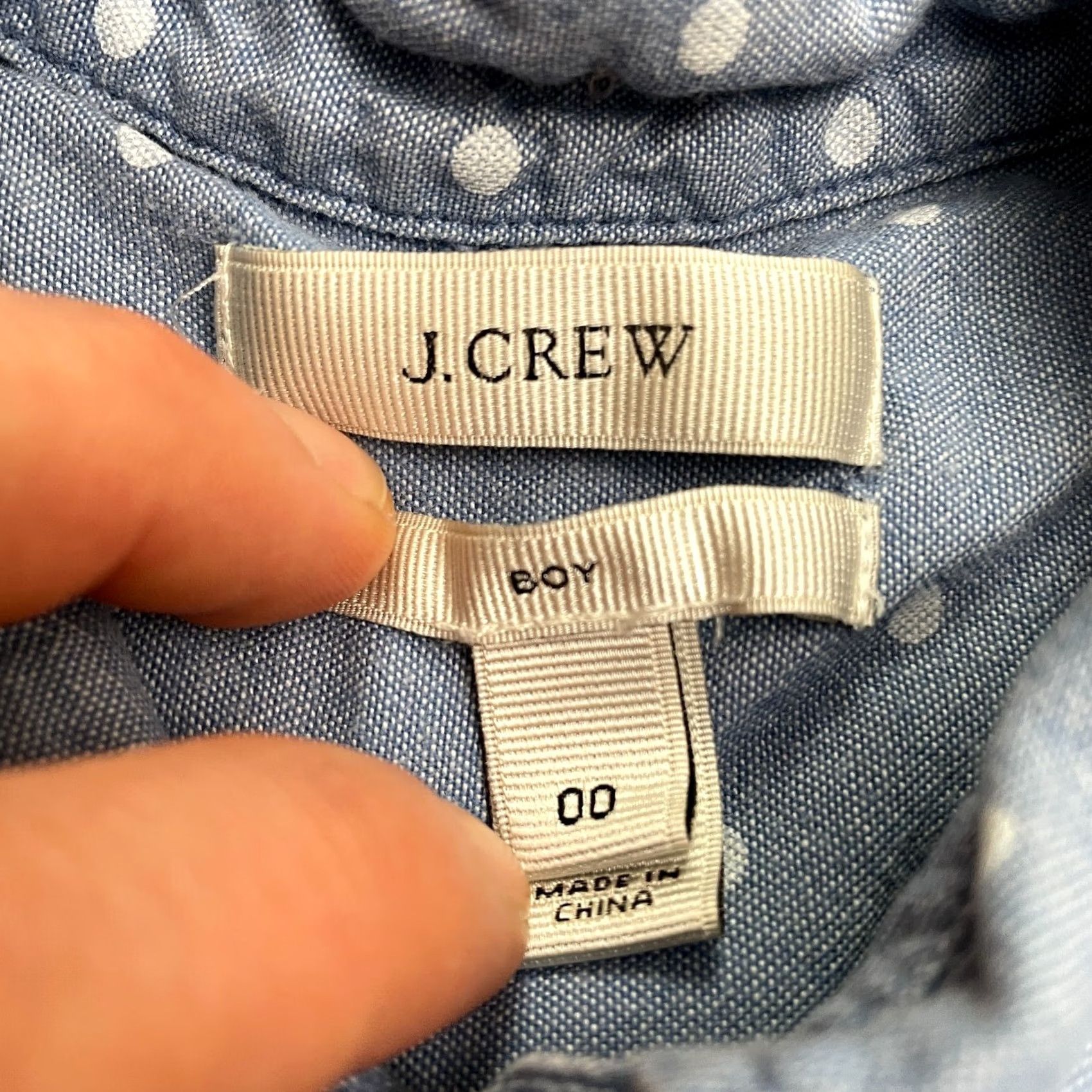 J.Crew J.CREW Chambray Polka Dot Button-Down Shirt Women 00 Blue Long Sleeve Casual Top Size XXS / US 00 / IT 34 - 4 Thumbnail