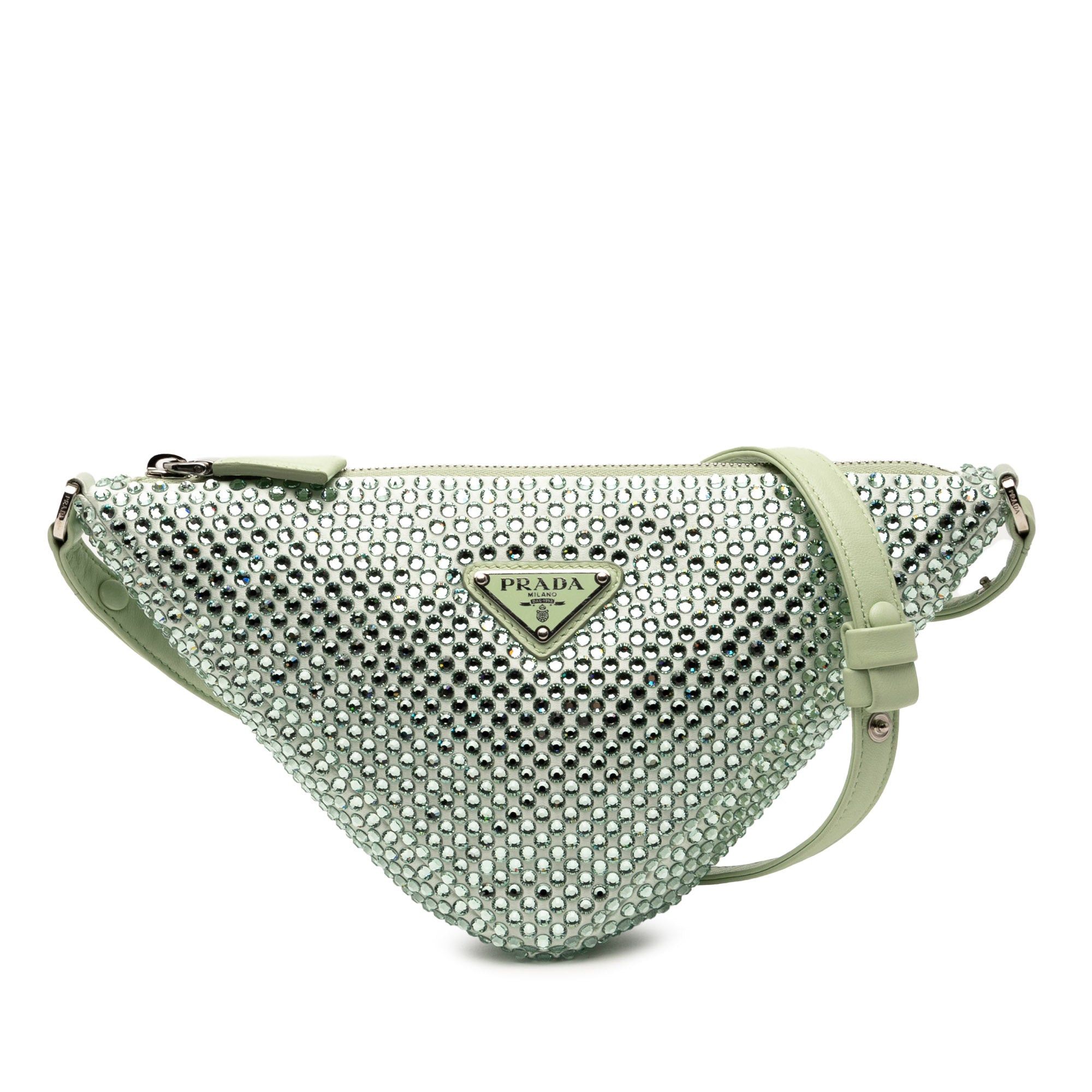 Prada Satin Crystal Embellished Triangle Pouch Size ONE SIZE - 1 Thumbnail