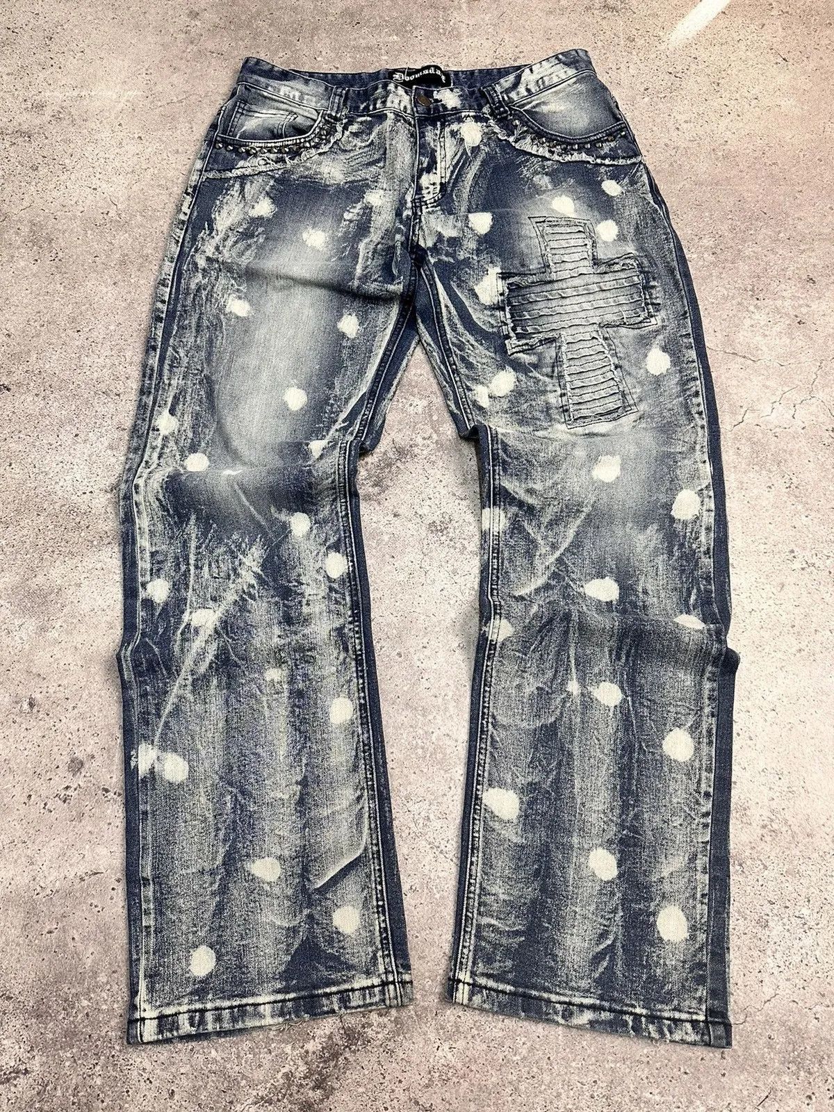 Tornado Mart 👉 Vintage Gothic Cargo Pants Y2K Chrome Ed Hardy Style Size US 34 / EU 50 - 2 Thumbnail