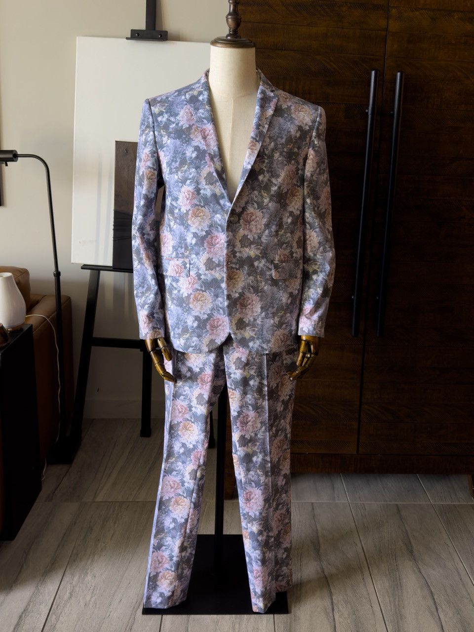 Boohoo boohooMAN Floral Print Skinny Fit Suit - 40R Size 40R - 1 Thumbnail