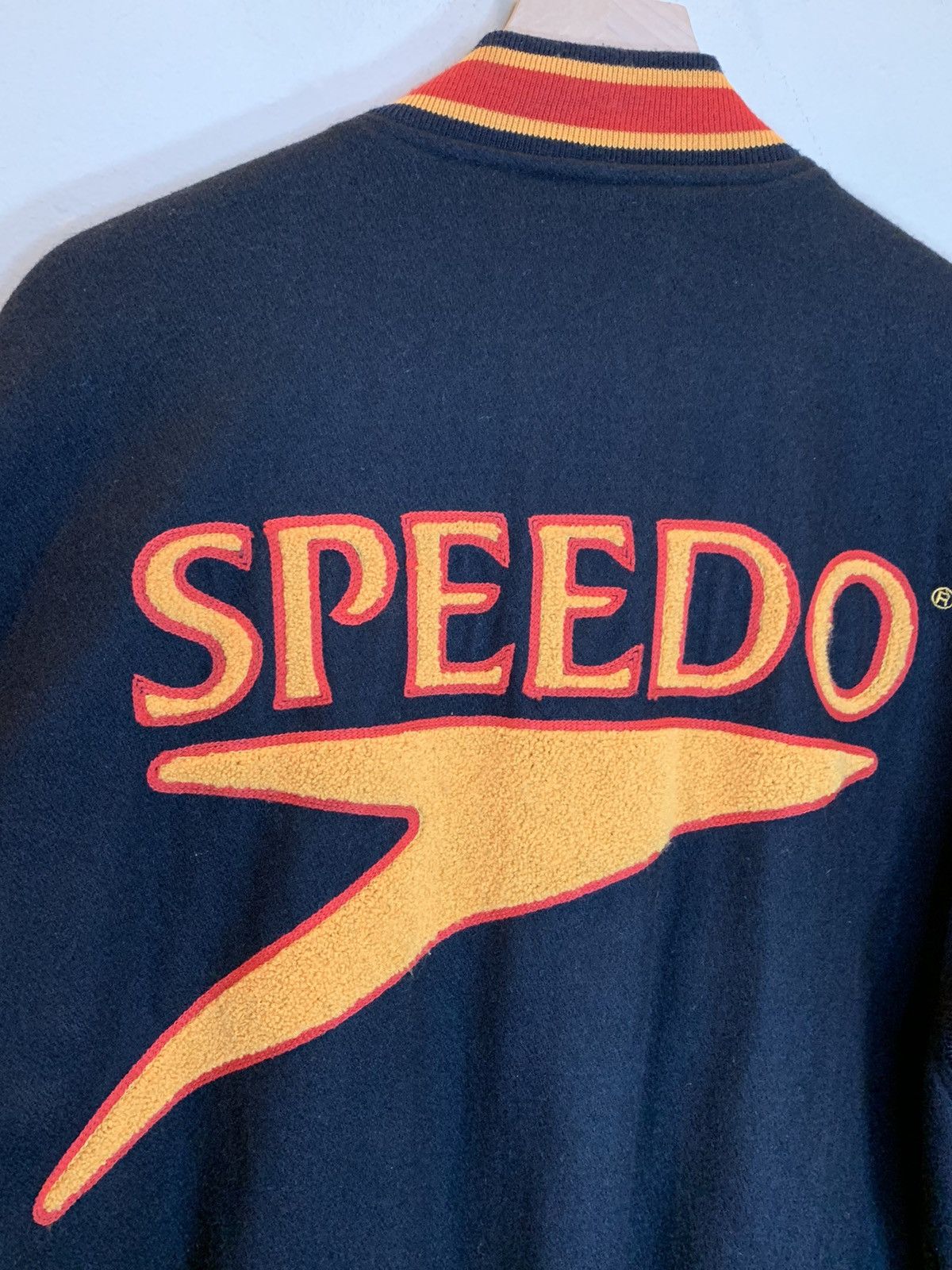 Speedo RARE* Vintage Speedo Chenille Embroidered Wool Bomber Jacket Size US L / EU 52-54 / 3 - 6 Thumbnail
