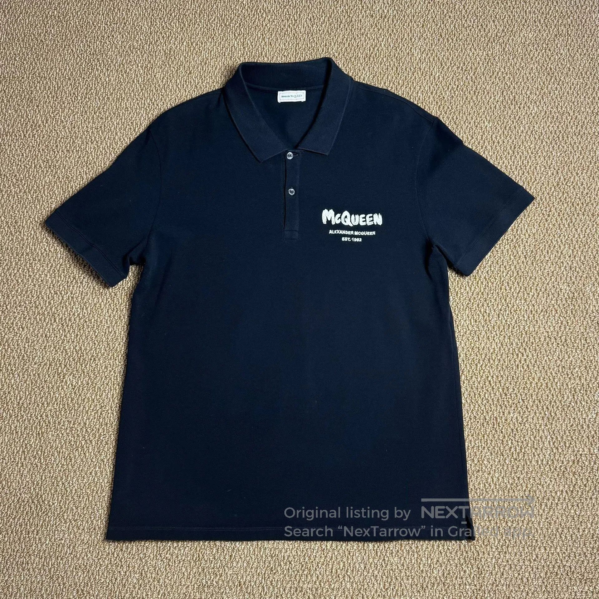Japanese Brand Alexander McQueen Embroidered Logo Polo. Size US XXL / EU 58 / 5 - 1 Thumbnail