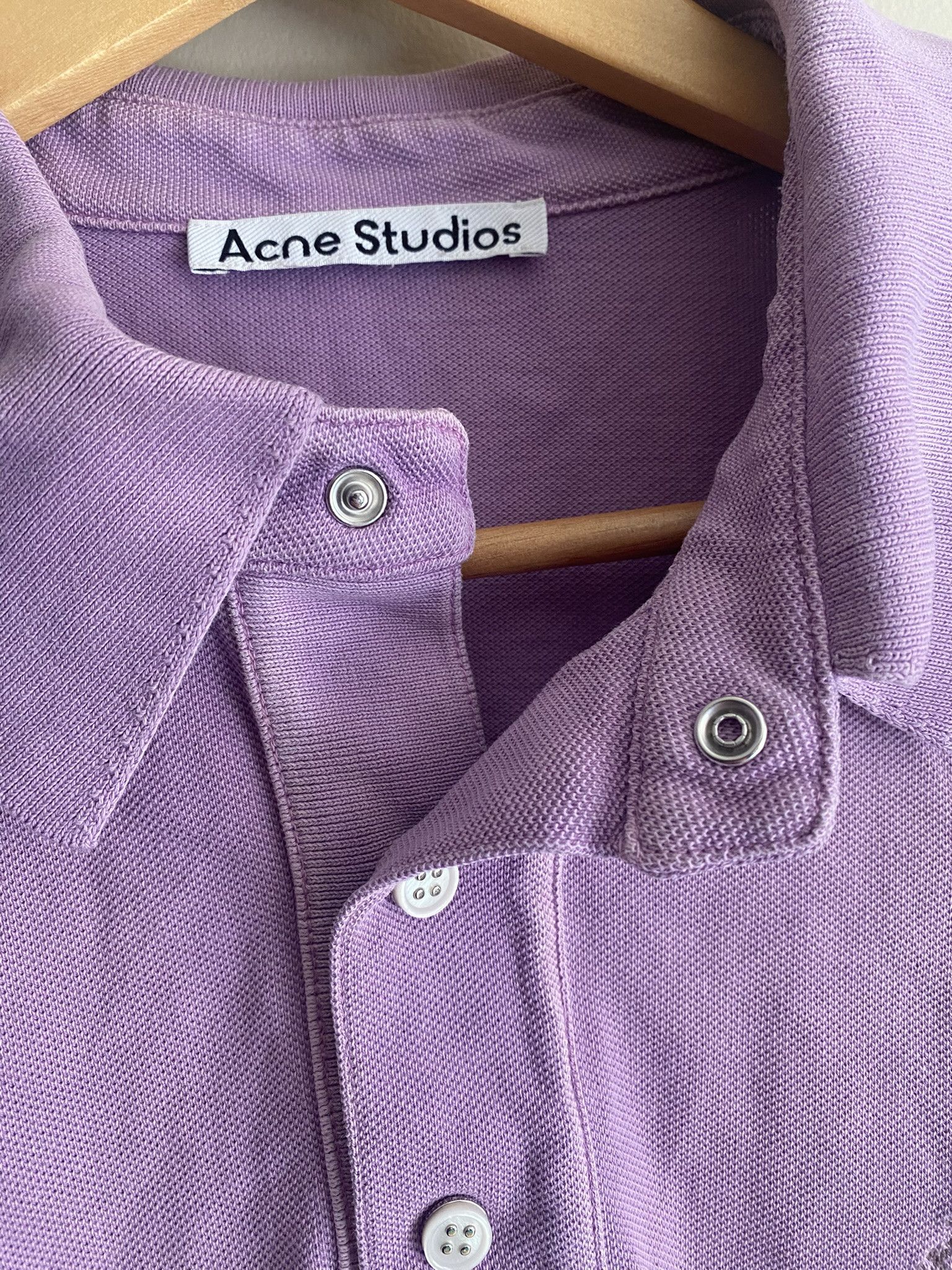 Acne Studios $300 - Cotton Polo Shirt - Washed Lilac Size US S / EU 44-46 / 1 - 6 Thumbnail