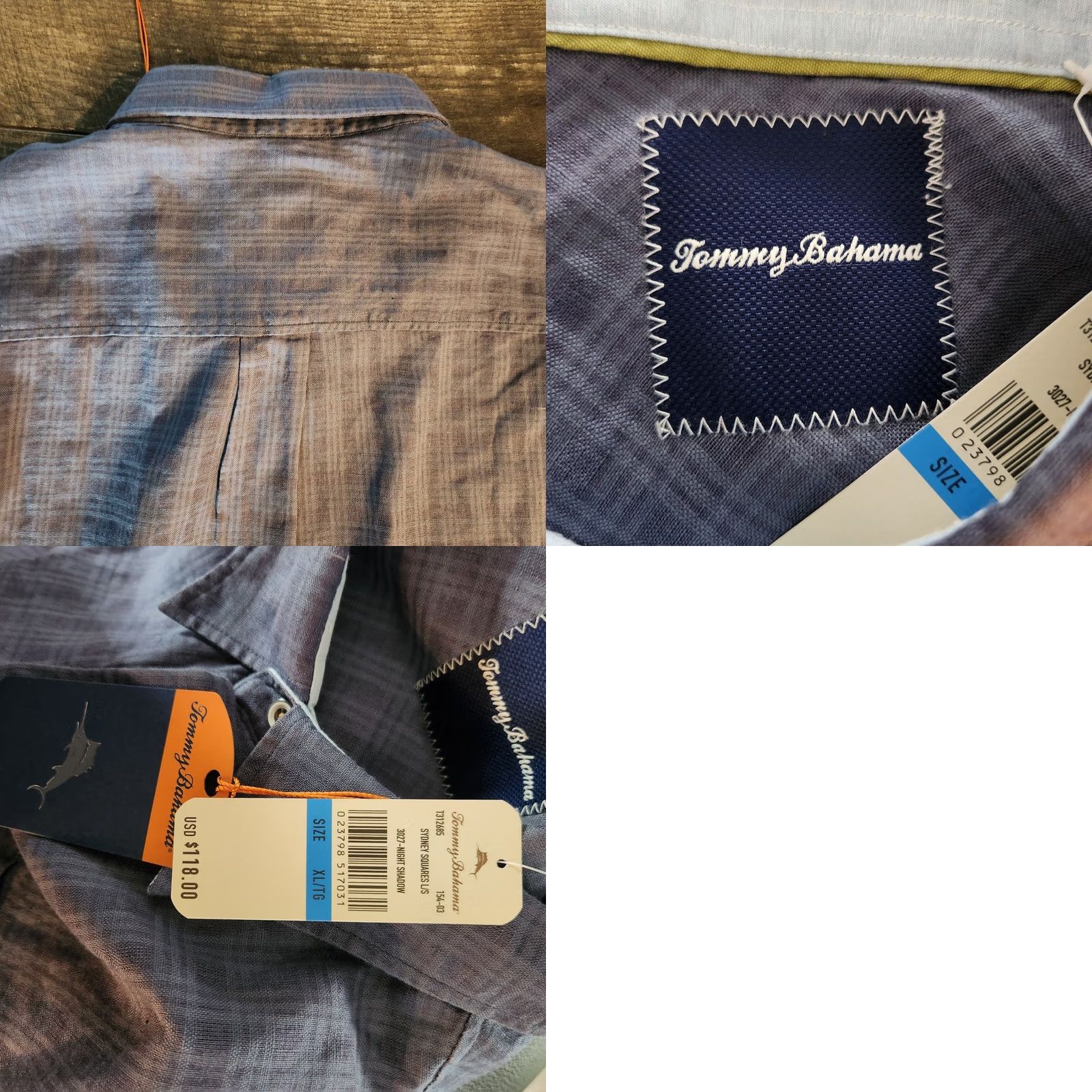 Tommy Bahama VINTAGE Tommy Bahama Shirt Mens XL Blue Plaid Stretch Linen Blend Button Beach NEW Size US XL / EU 56 / 4 - 8 Thumbnail