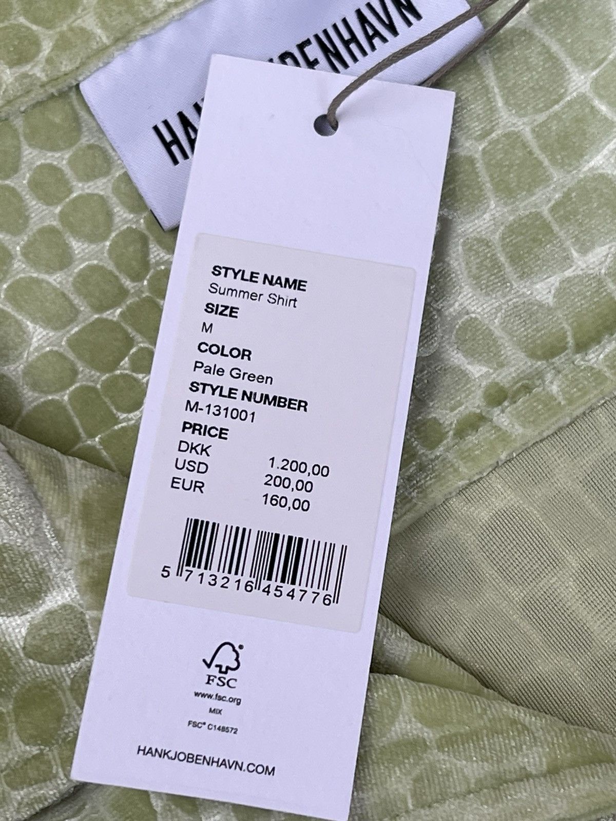 Han Kjobenhavn !DS! SS21 Han Kjobenhavn Pale Green Croc Skin Summer Shirt Size US M / EU 48-50 / 2 - 24 Thumbnail