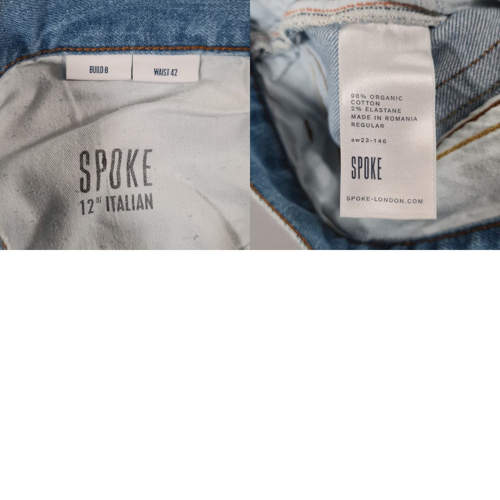 Denime Spoke Jeans Blue W42 L30 Regular Fit Straight Stretch Denim Mens Pants Size US 33 - 8 Thumbnail