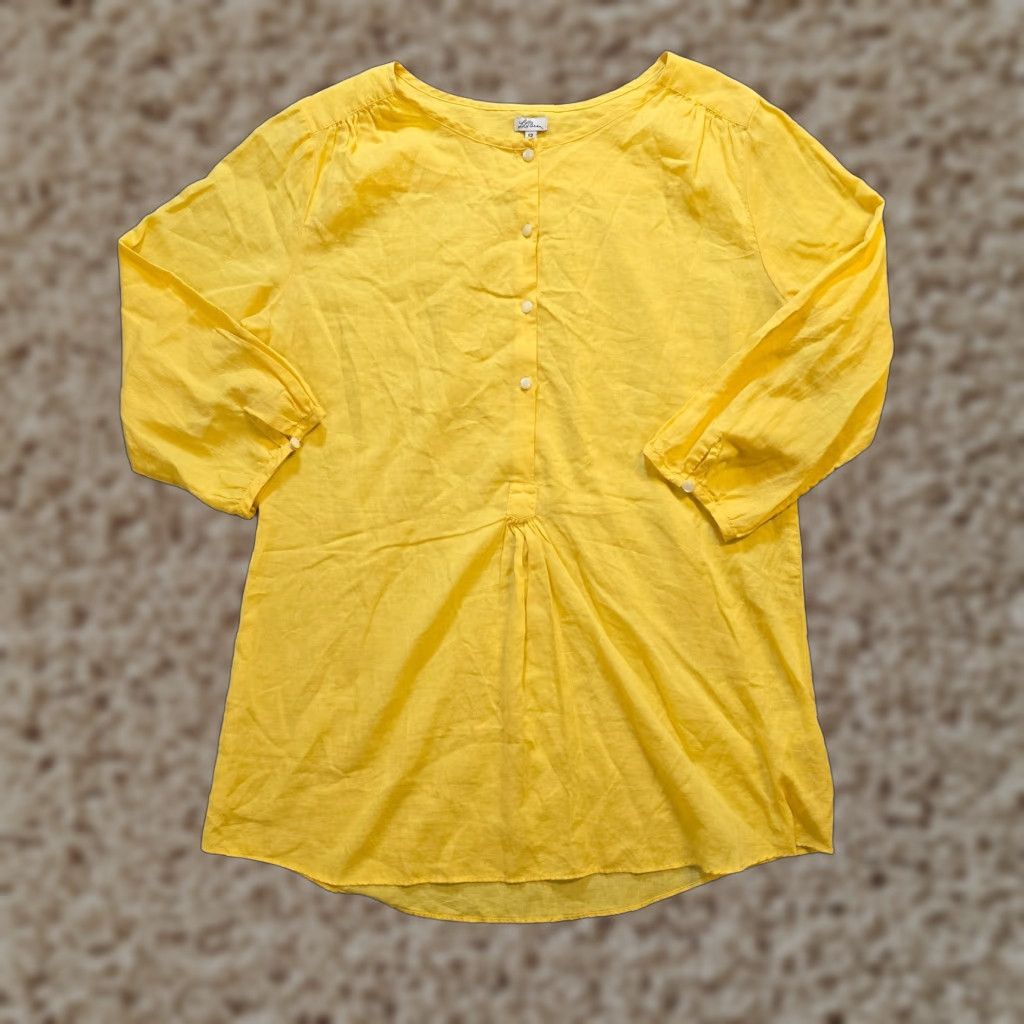 Vintage LL Bean Top Womens Size 12 Yellow Lightweight Popover 3/4 Sleeve Capsule Blouse Women Regular 12 Tunic Classic Casual Travel Size XL / US 12-14 / IT 48-50 - 1 Thumbnail