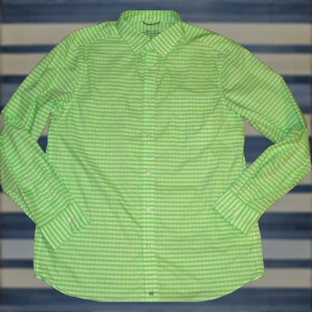 Vineyard Vines VINEYARD VINES On The Go Performance Long Sleeve Gingham Button Down Shirt M Mens Green Shirt Size US M / EU 48-50 / 2 - 1 Thumbnail