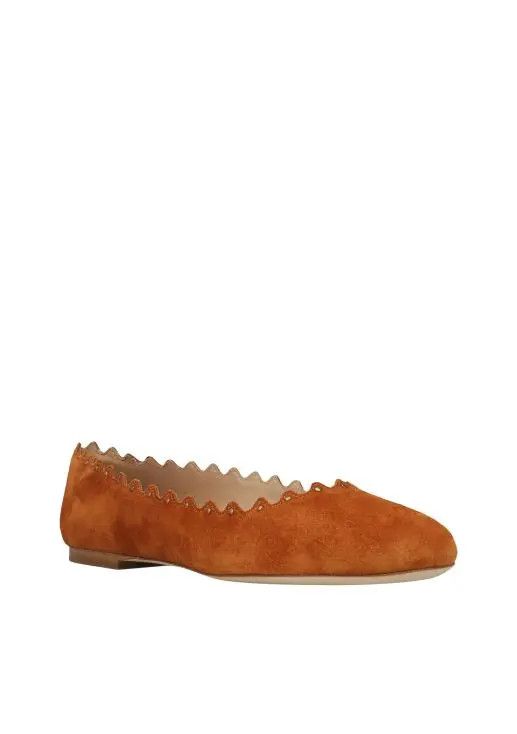 Chloe o1loc1c0325 CHC23 Lauren Ballerina Flats in Ochre Size US 8 / IT 38 - 2 Thumbnail
