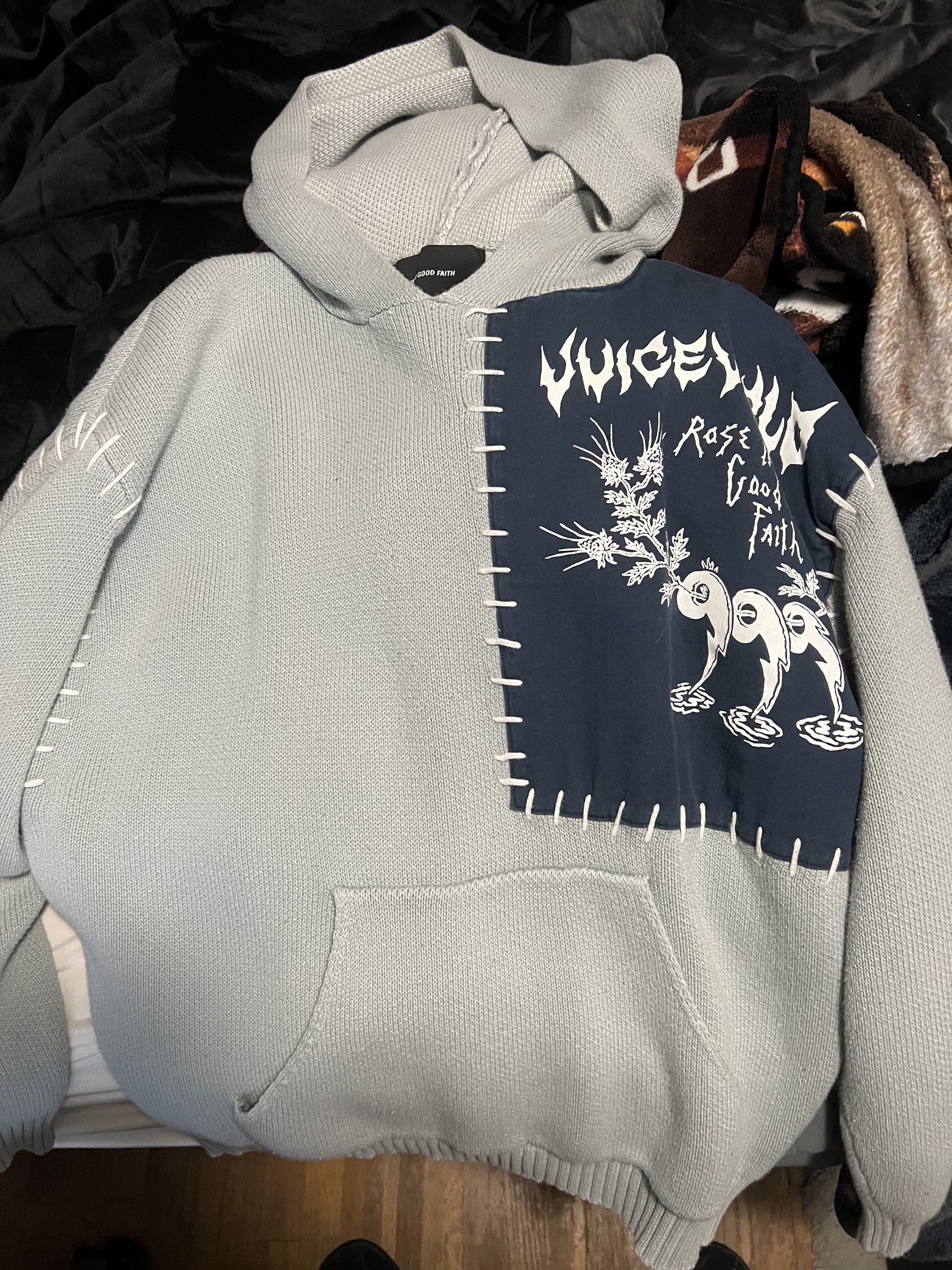 ROSE IN GOOD FAITH ROSE IN GOOD FAITH X JUICE WRLD Knitted Hoodie Grailed