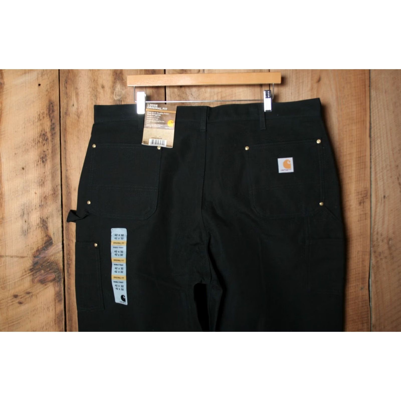 Carhartt Carhartt B01-BLK Loose Original Fit Firm Duck Double-Front Dungarees Sz. 42x32 Black Carpenter Pants Mens Regular 42 32 Denim Cotton N/A Size US 42 / EU 58 - 4 Thumbnail