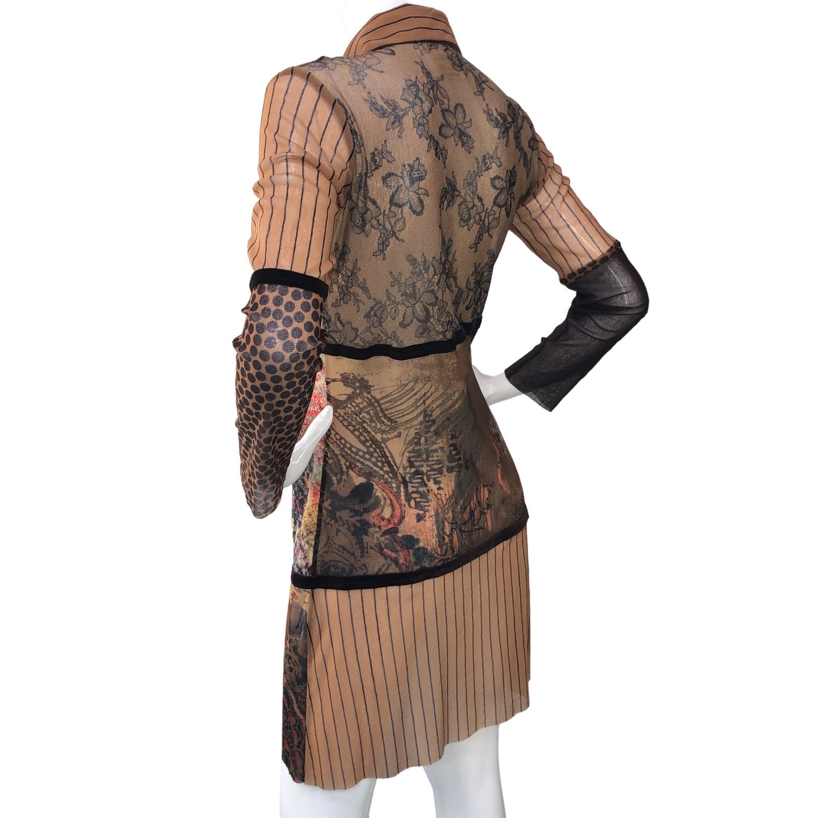 FUZZI Fuzzi JPG Size M Shirt Dress Sheer Multimedia Long Sleeve Size M / US 6-8 / IT 42-44 - 6 Thumbnail