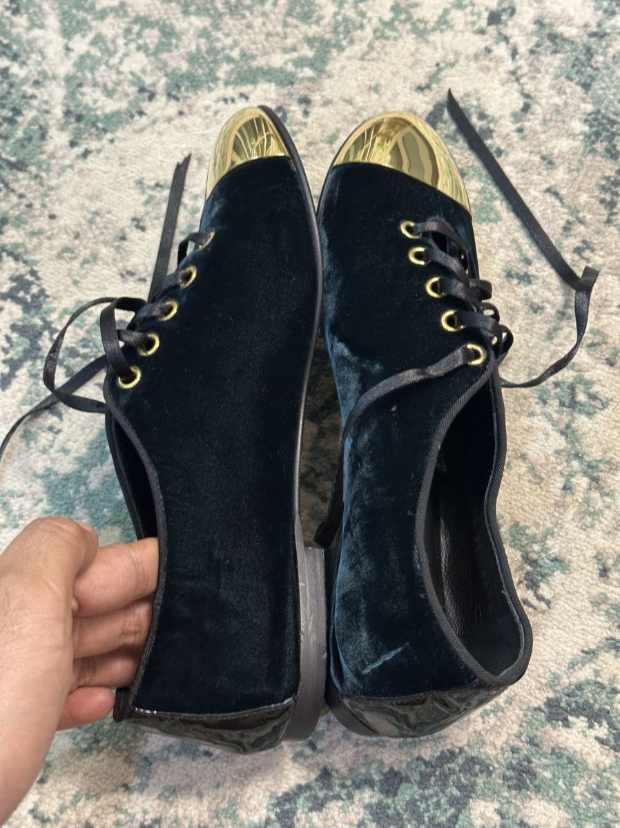 Giuseppe Zanotti Giuseppe Zanotti Black Velvet Metal Cap Toe Oxfords Size 37 Size US 7 / IT 37 - 5 Thumbnail