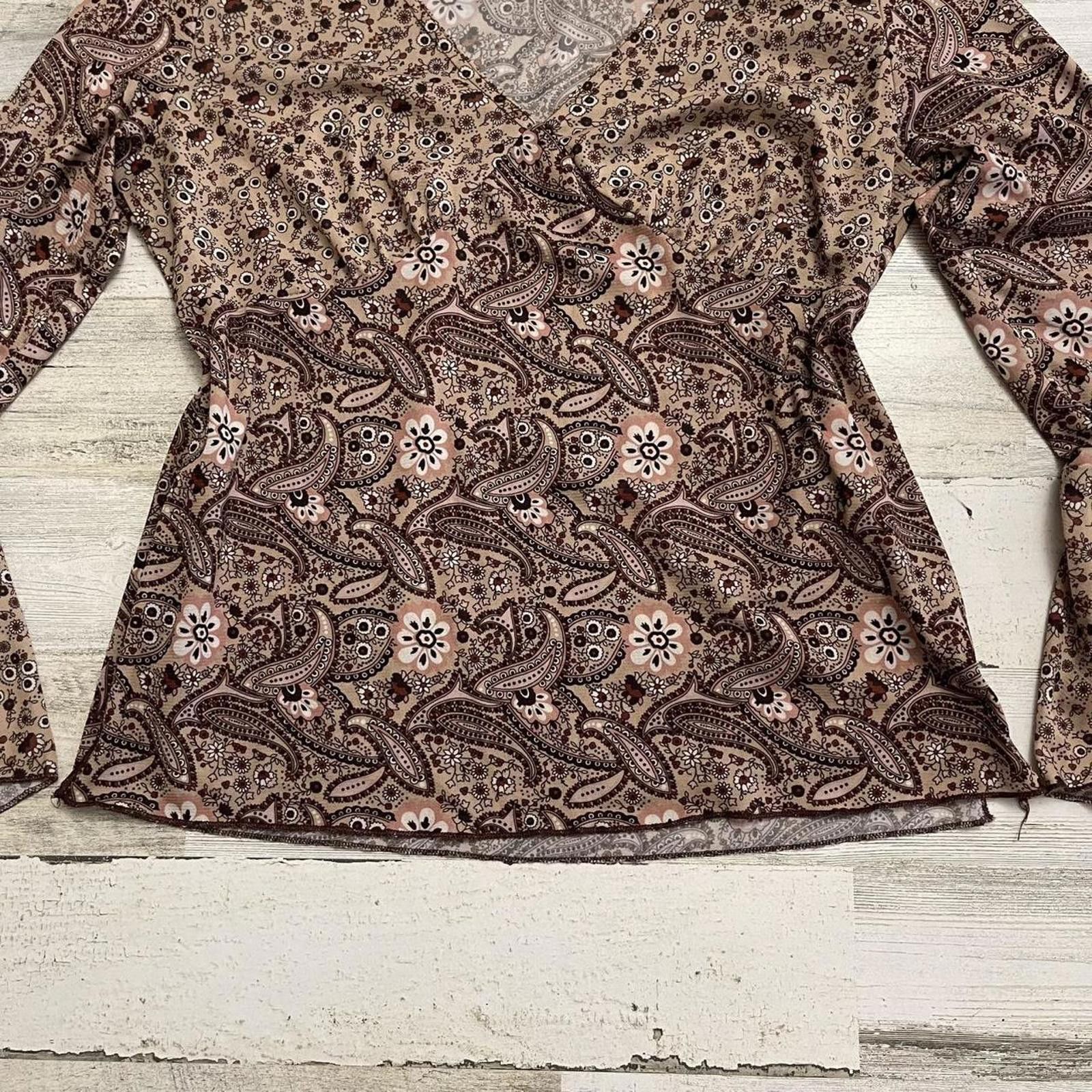 Route 66 Paisley brown indie boho y2k XL long sleeve Size US XL / EU 56 / 4 - 4 Thumbnail