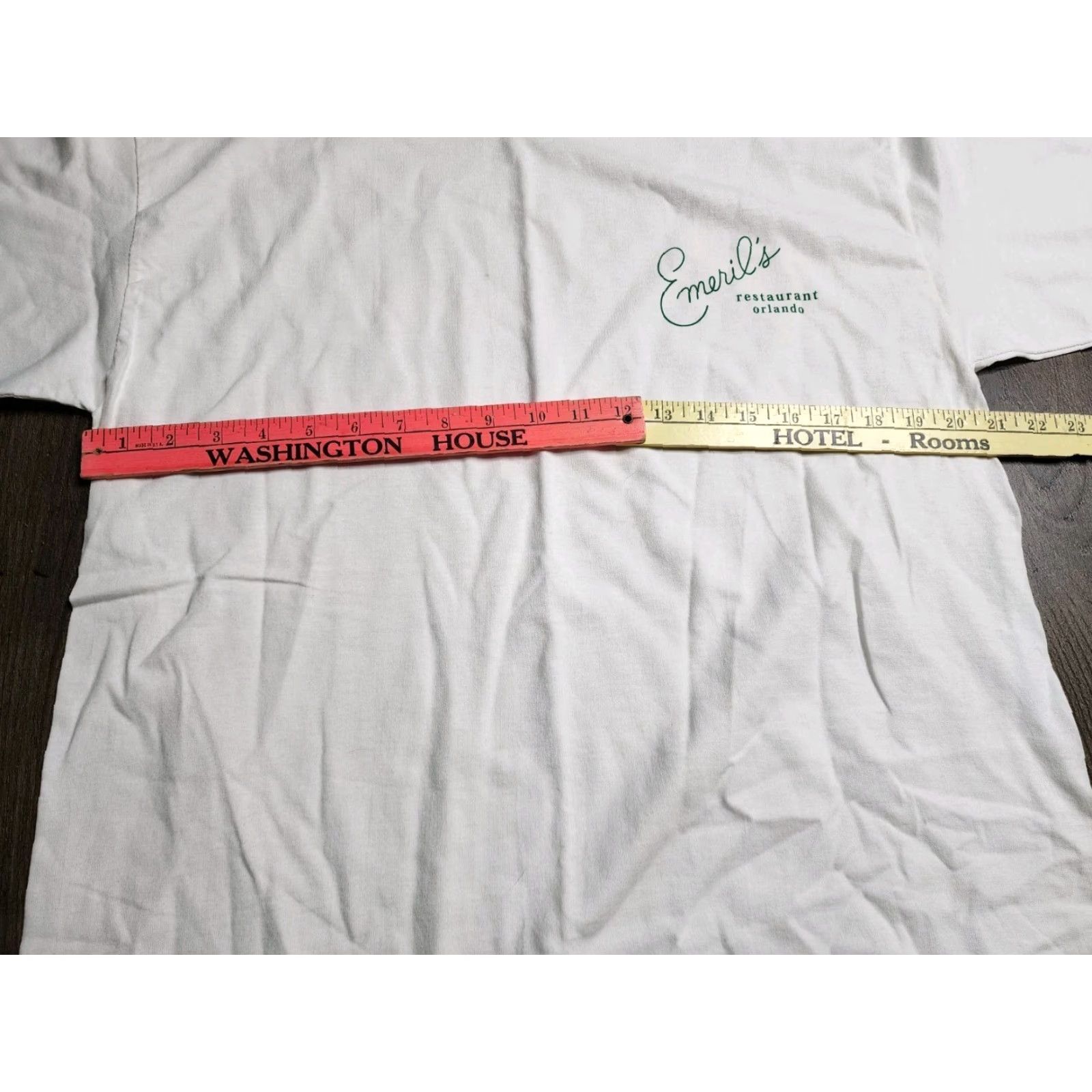 Gildan VINTAGE Gildan T-Shirt Orlando FL Restaurant Double-Sided Crew Neck Short Sleeve Men L White Punk Florida Merch Vintage 90s Mens Size US L / EU 52-54 / 3 - 2 Thumbnail