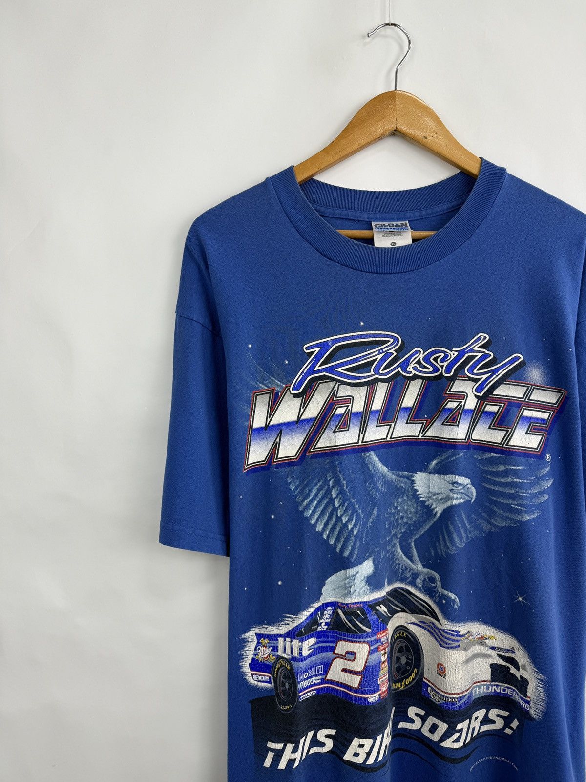 Gildan 🇺🇸 Vintage 90s Rusty Wallace NASCAR Racing Made in USA Tee Size US XL / EU 56 / 4 - 3 Thumbnail
