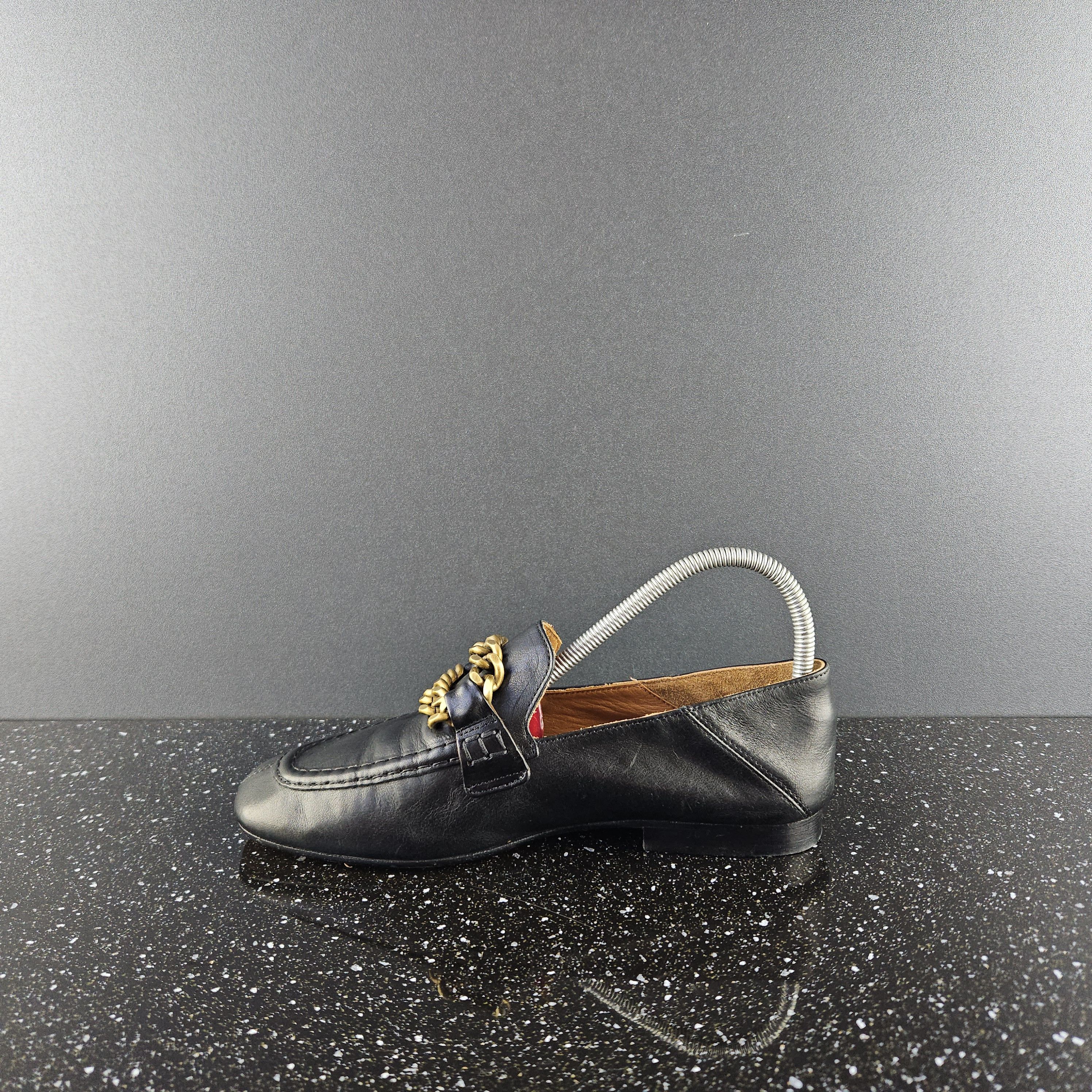 Isabel Marant Isabel Marant Black Leather Gold Chain Heel Loafers (Y0306) Size US 5 / IT 35 - 3 Thumbnail