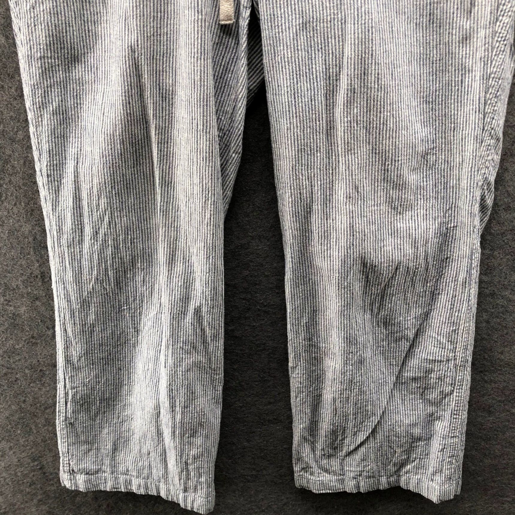Vintage Artisan NY Cotton Linen Pants Womens 6 Pull On Blue White Stripe Wide Leg Ankle Size 28" / US 6 / IT 42 - 6 Thumbnail