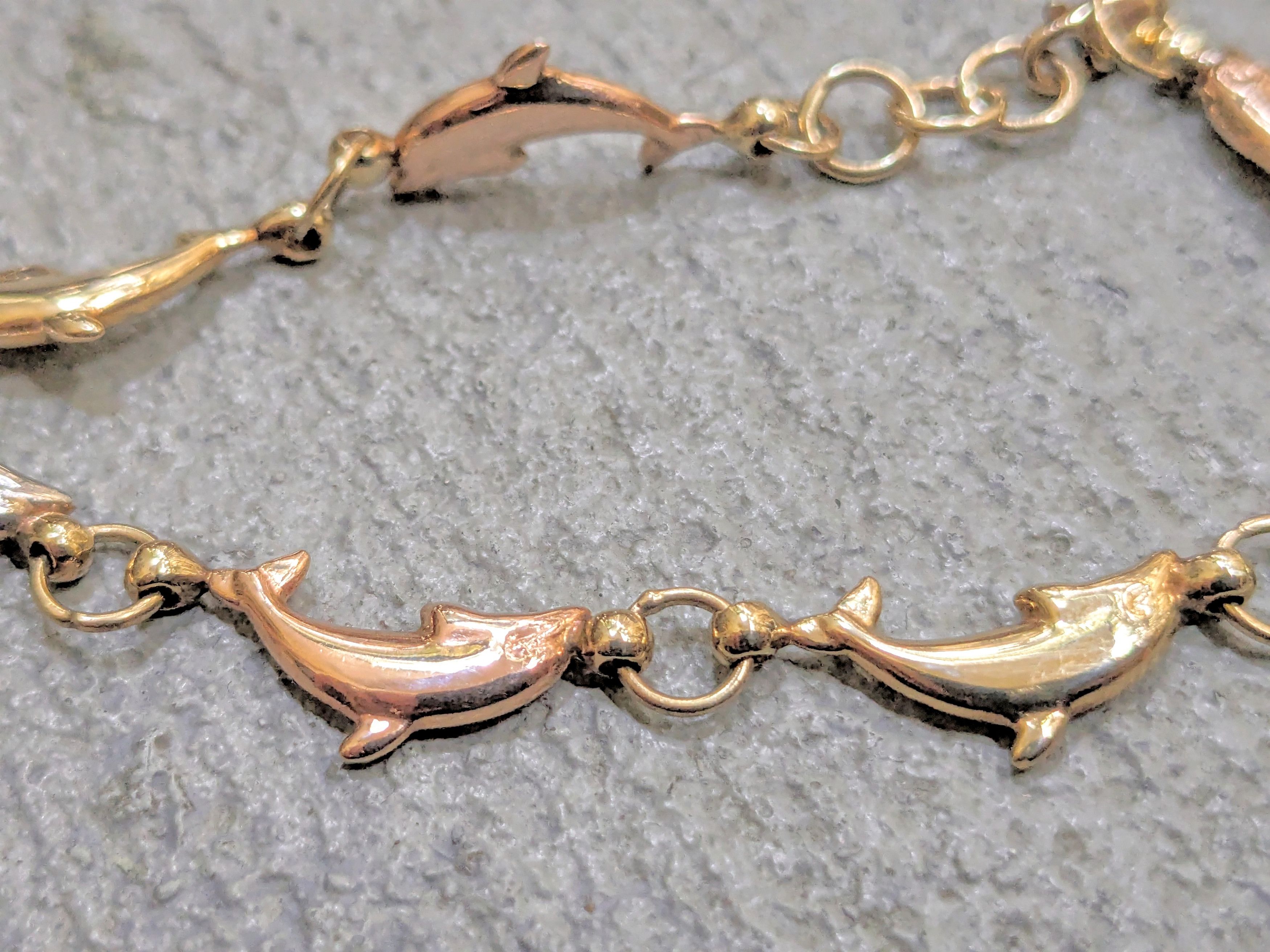 Jewelry Vintage 10K Gold Dolphin Bracelet 7.5" Link Chain Y2K Size ONE SIZE - 8 Thumbnail