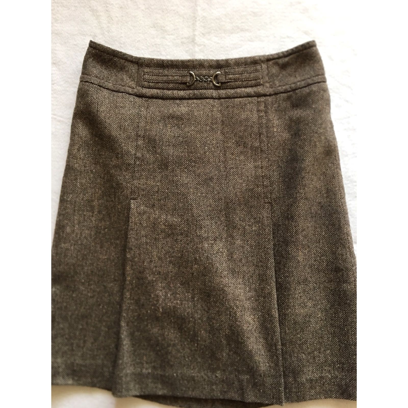Ann Taylor Ann Taylor Skirt Womens Size 2 Brown Zip Closure Knee Length Slit Straight Pencil Style Dressy Casual Formal Mens? Size 26" / US 2 / IT 38 - 5 Thumbnail