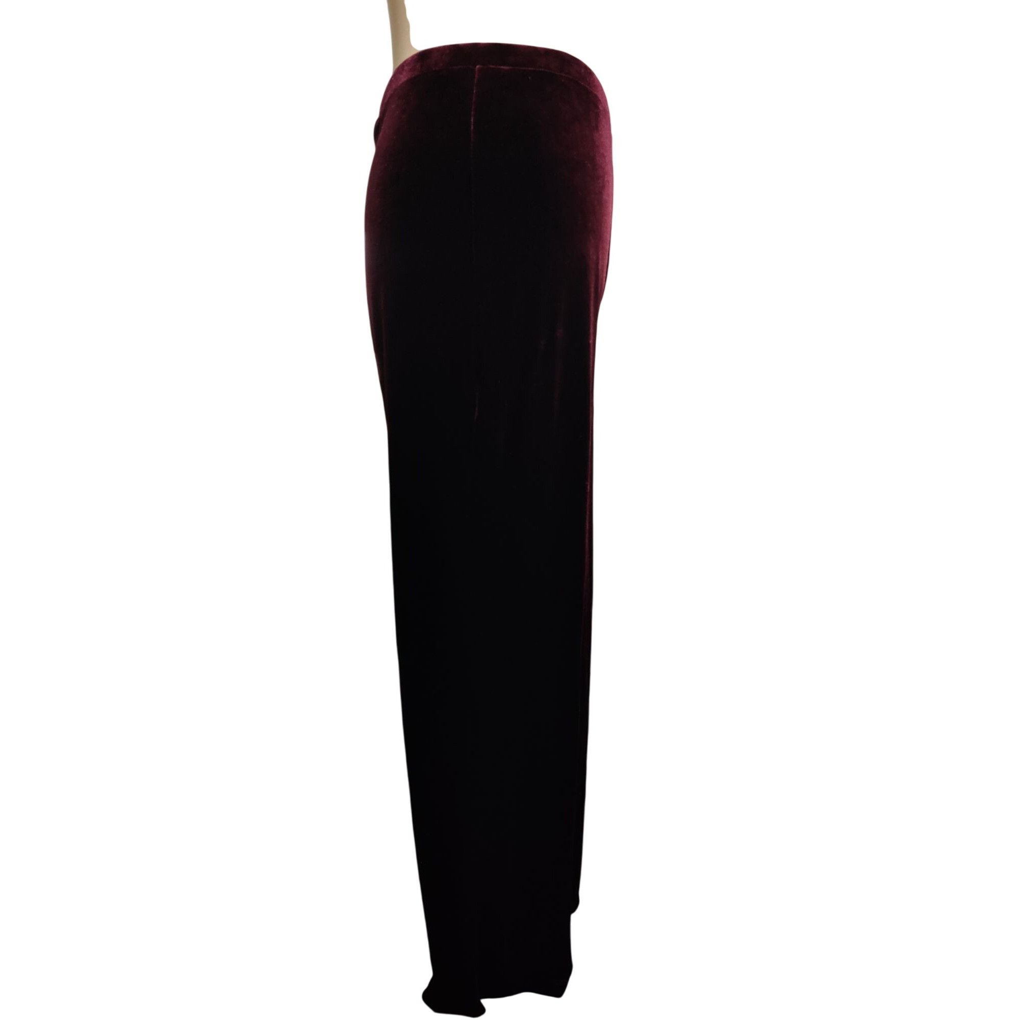 George George L Womens Pants Red Bordeaux Smooth Velvet Wide Leg St Size 35" - 3 Thumbnail