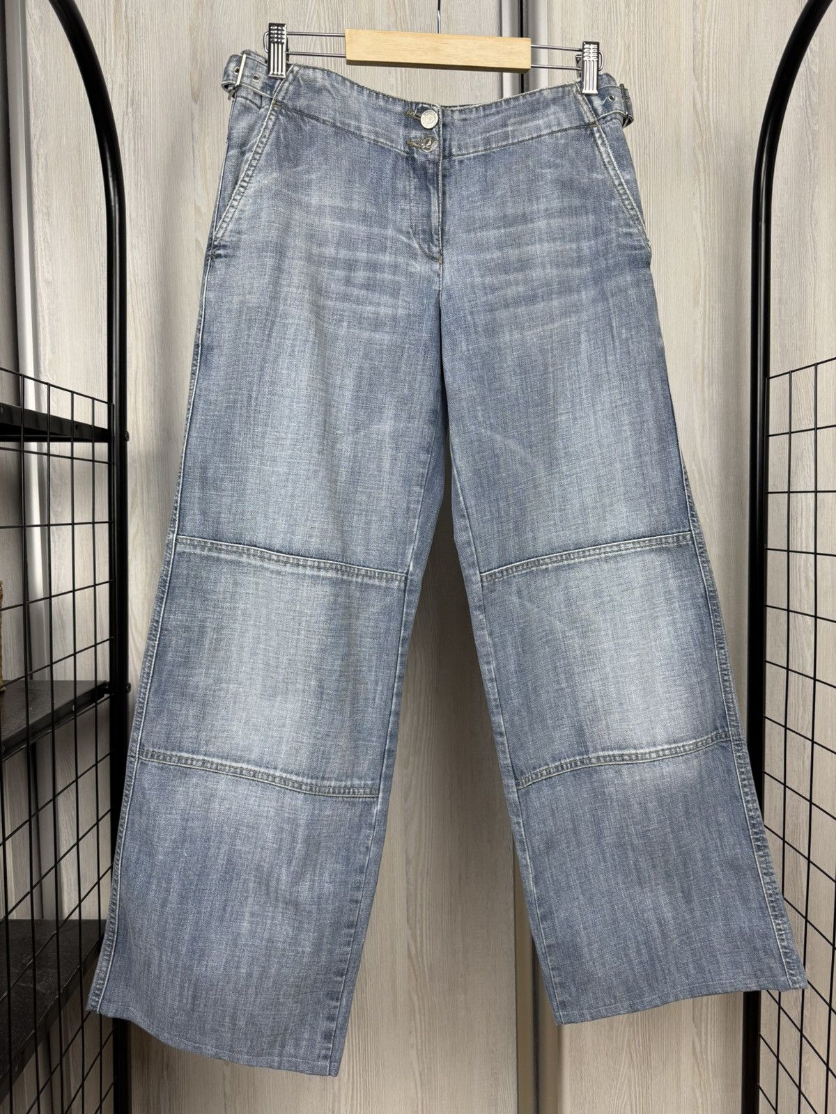 Armani Armani Jeans Blue Flared Wide leg double knee denim jeans Size 30" / US 8 / IT 44 - 2 Thumbnail