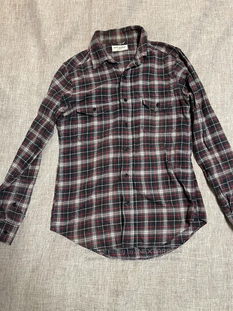 Saint Laurent Paris Saint Laurent Paris Plaid Distressed Shirt Size US S / EU 44-46 / 1 - 1 Thumbnail