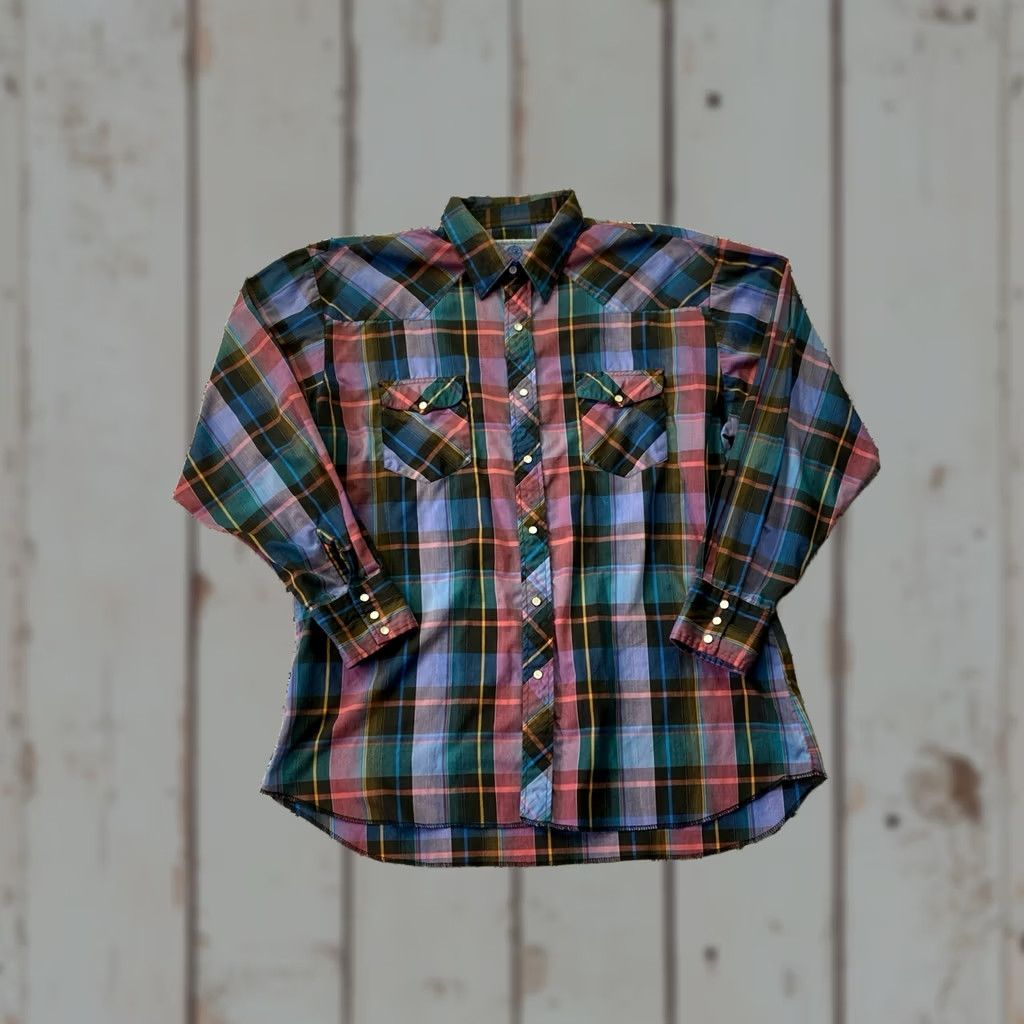 Vintage VINTAGE American Hero Shirt Pearl Snap Purple Plaid Western Men XL Size US XL / EU 56 / 4 - 1 Thumbnail