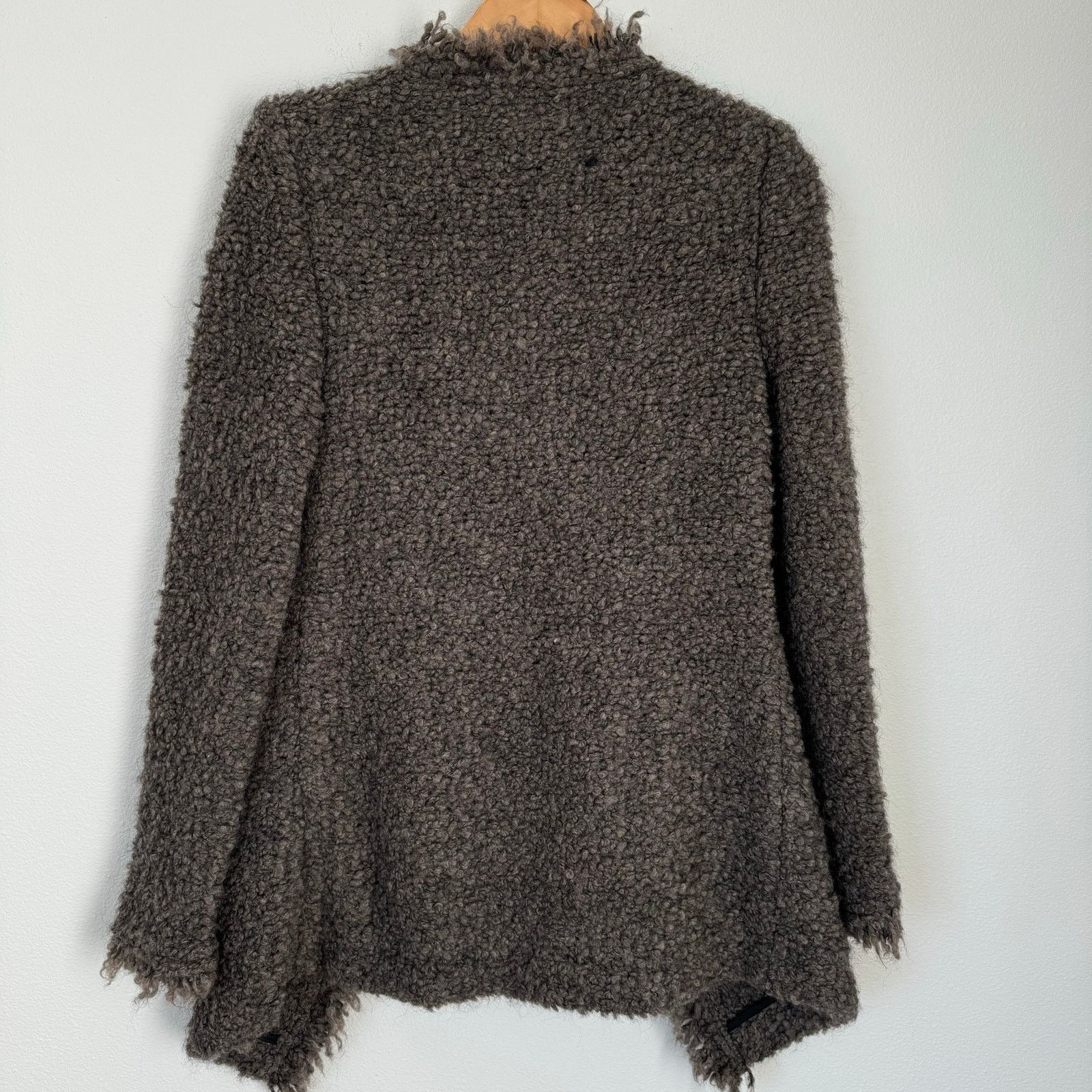 Iro IRO Campbell Fuzzy Boucle Knit Mohair Fringe Cardigan Brown Size M / US 6-8 / IT 42-44 - 8 Thumbnail
