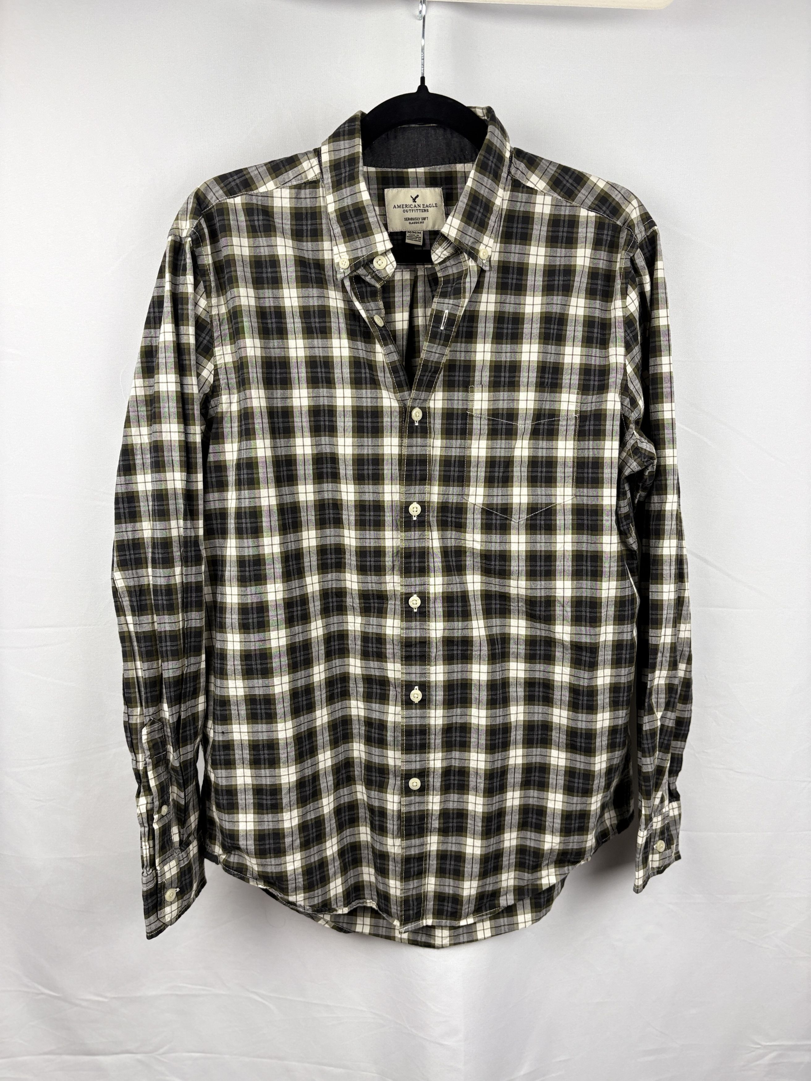 American Eagle Outfitters American Eagle Plaid Shirt Medium Brown Green Button Up Size US M / EU 48-50 / 2 - 1 Thumbnail
