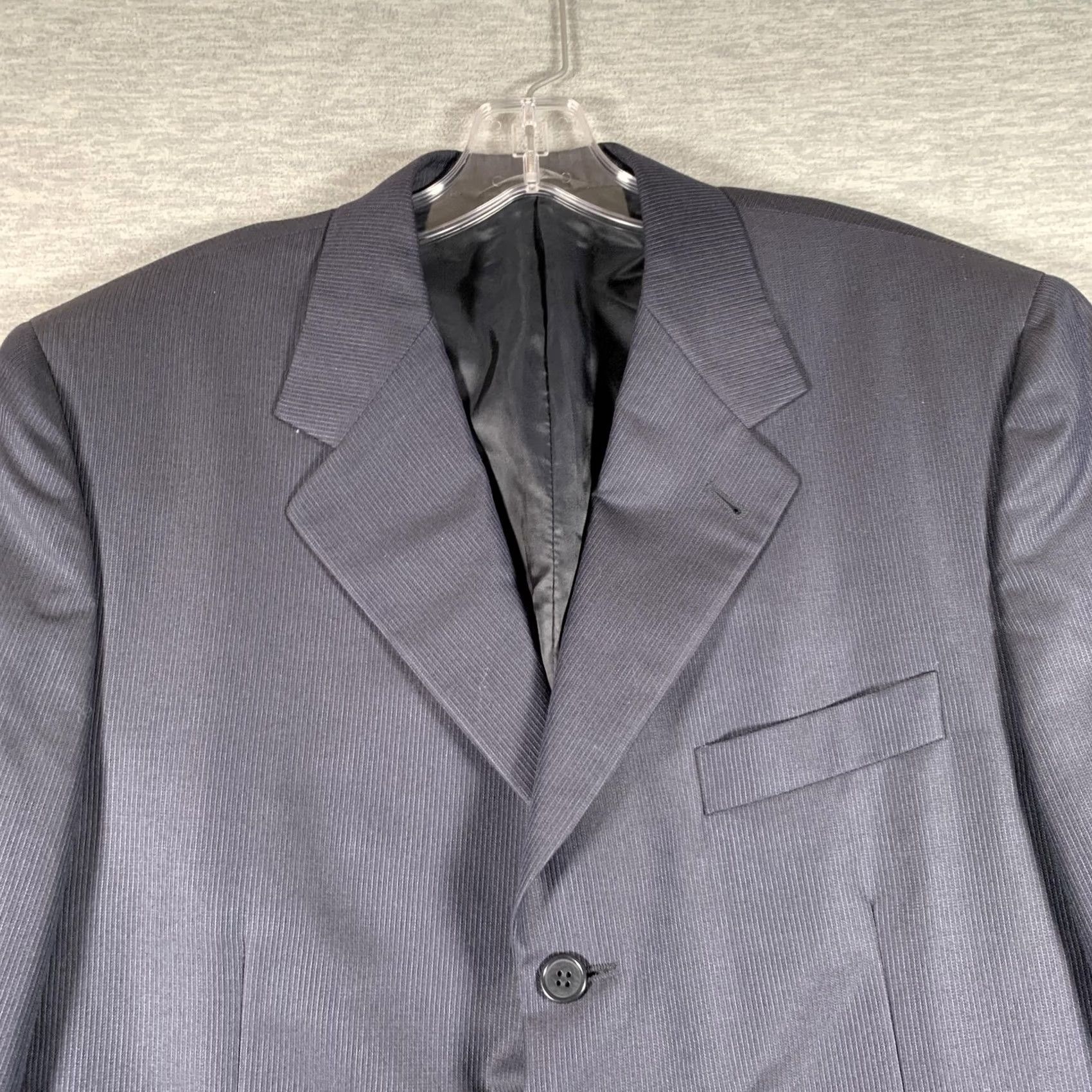 Canali VINTAGE Canali Suit Jacket Mens 50 Blue Wool Silk 3 Button Blazer Striped Made In Italy Size 50R - 4 Thumbnail