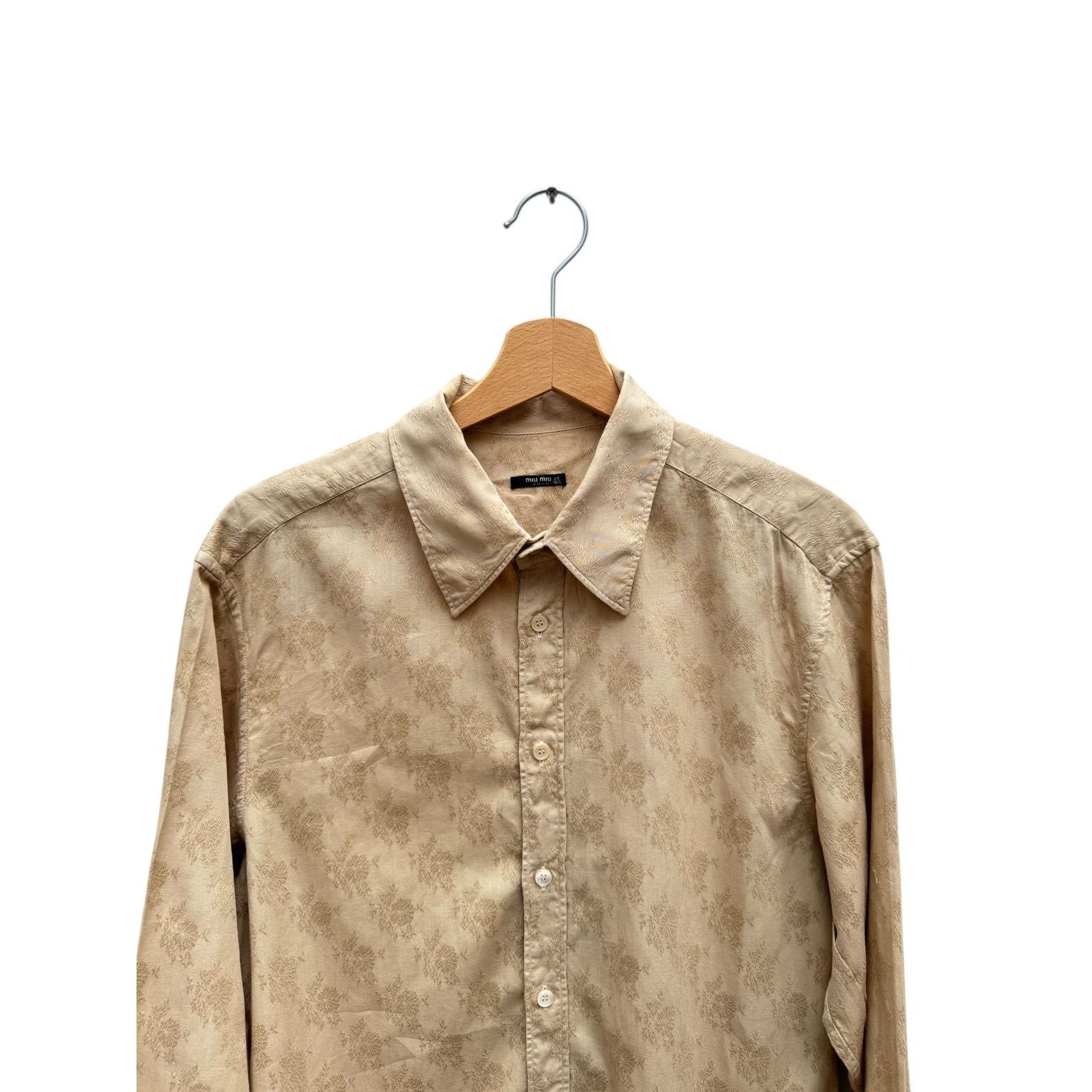 Miu Miu Beige Brocade Shirt Size M / US 6-8 / IT 42-44 - 2 Thumbnail