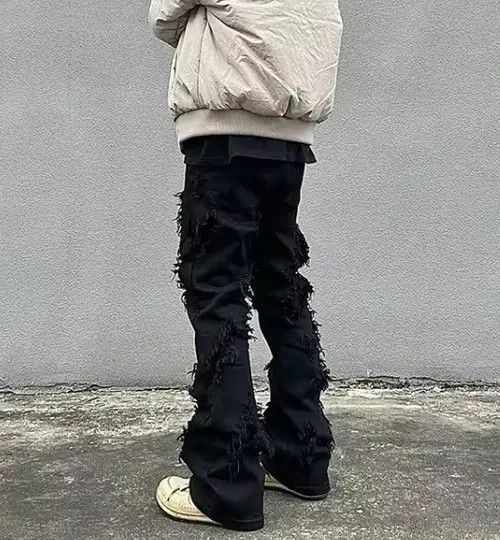 Japanese Brand Mitsui x Juri High street black raw edge ripped jeans Size US 30 / EU 46 - 7 Thumbnail