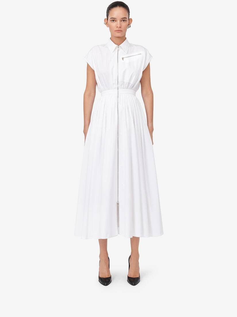 Alexander McQueen o1srvl11e0326 Dropped Shoulder Shirt Dress in Optic White Size XL / US 12-14 / IT 48-50 - 5 Thumbnail