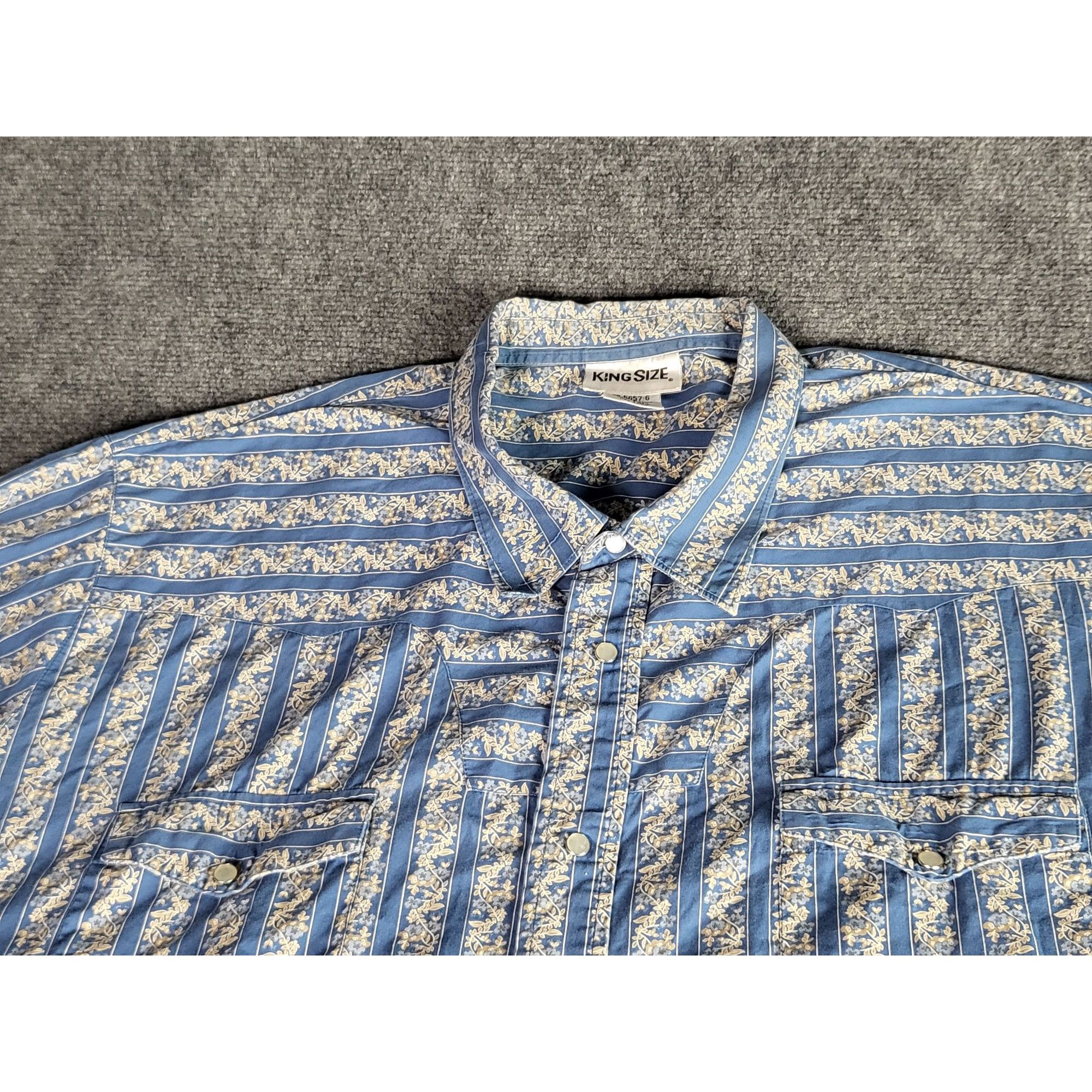 Other King Size Pearl Snap Shirt Men Sz 4XL Blue Floral Plus Size Size US XXL / EU 58 / 5 - 4 Thumbnail