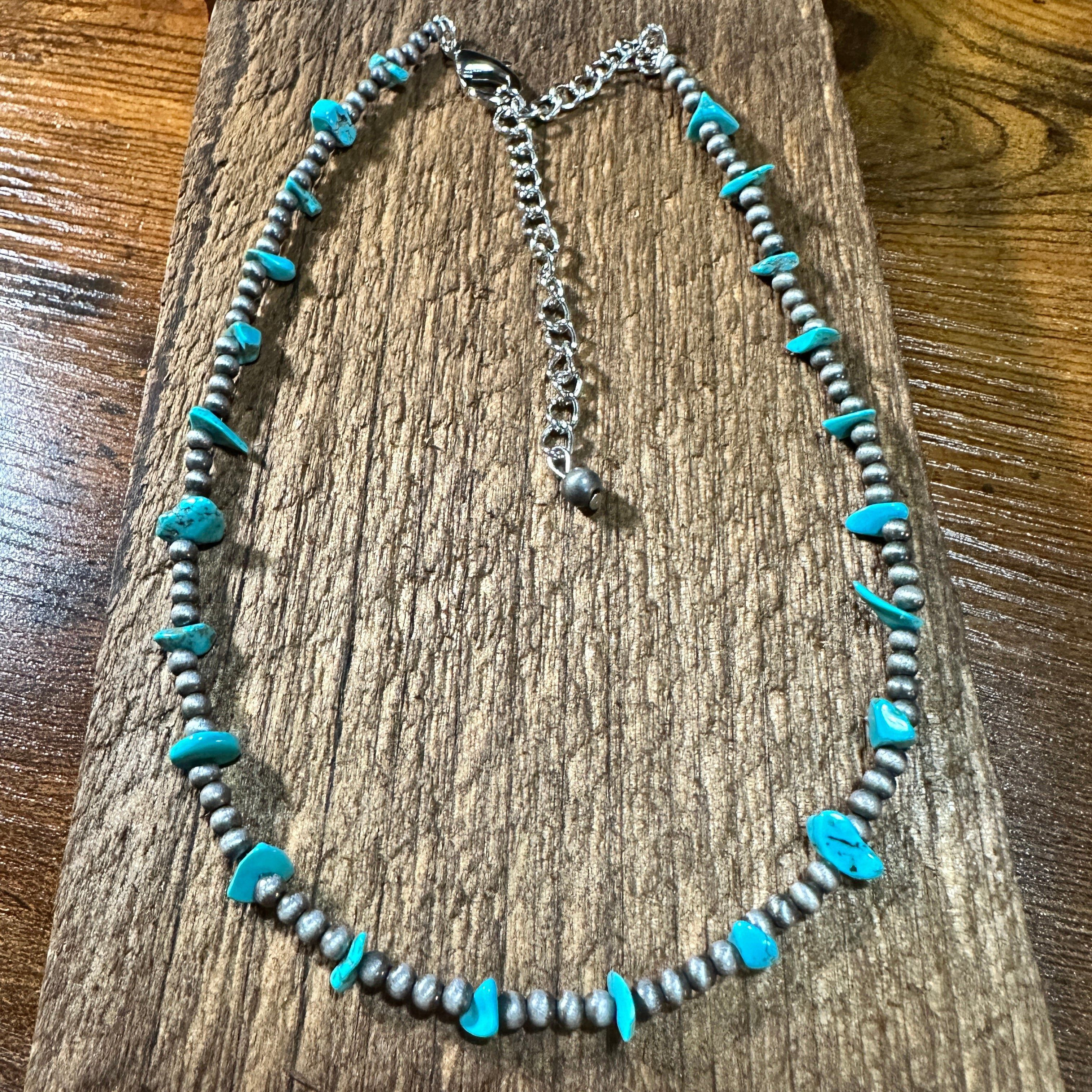 Other Handmade Navajo Bead Turquoise Necklace, Native American Adj Size ONE SIZE - 5 Thumbnail
