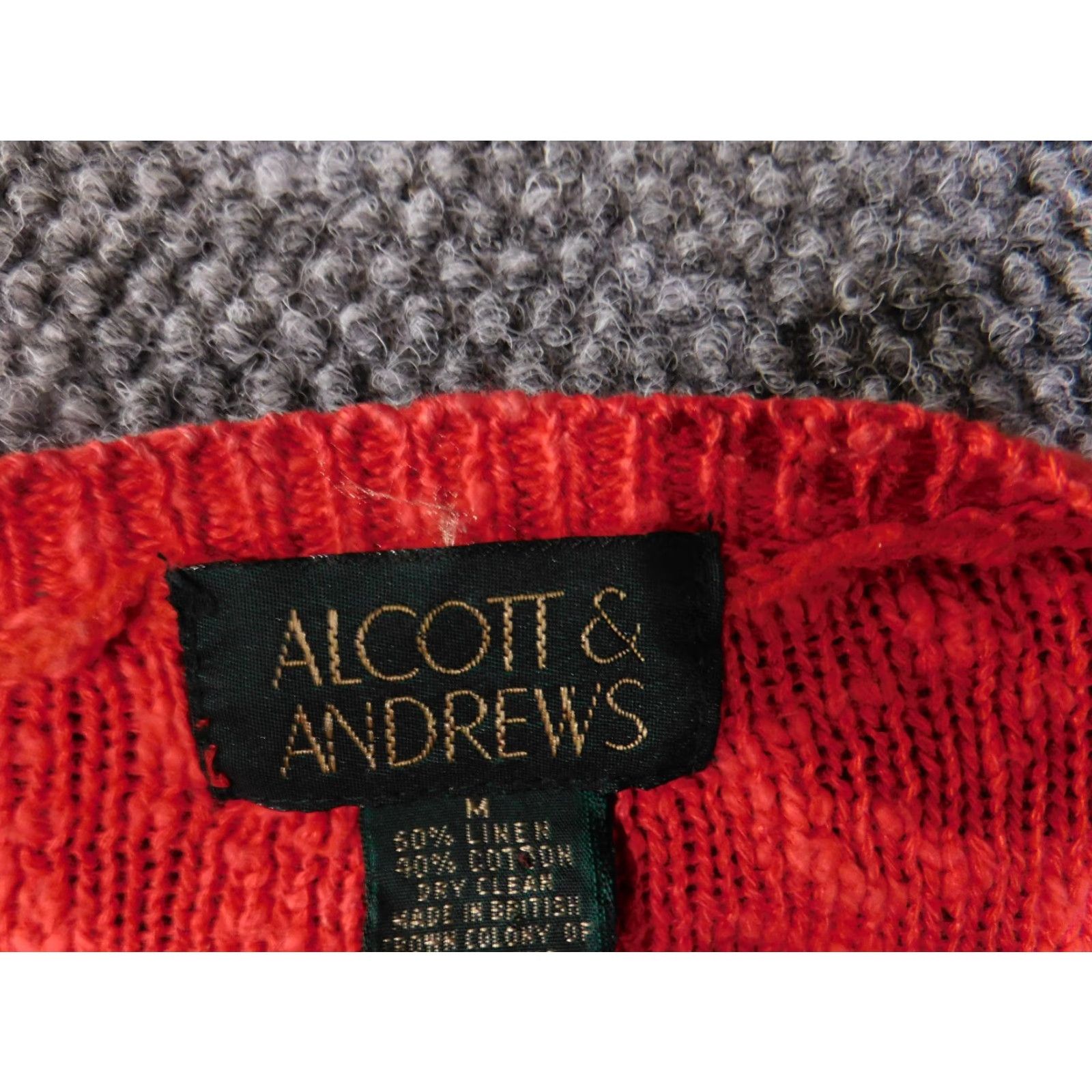 Vintage Alcott and Andrews Sweater Womens Medium Red Cable-Knit Pullover Crew Neck Long Sleeve Size M / US 6-8 / IT 42-44 - 5 Thumbnail