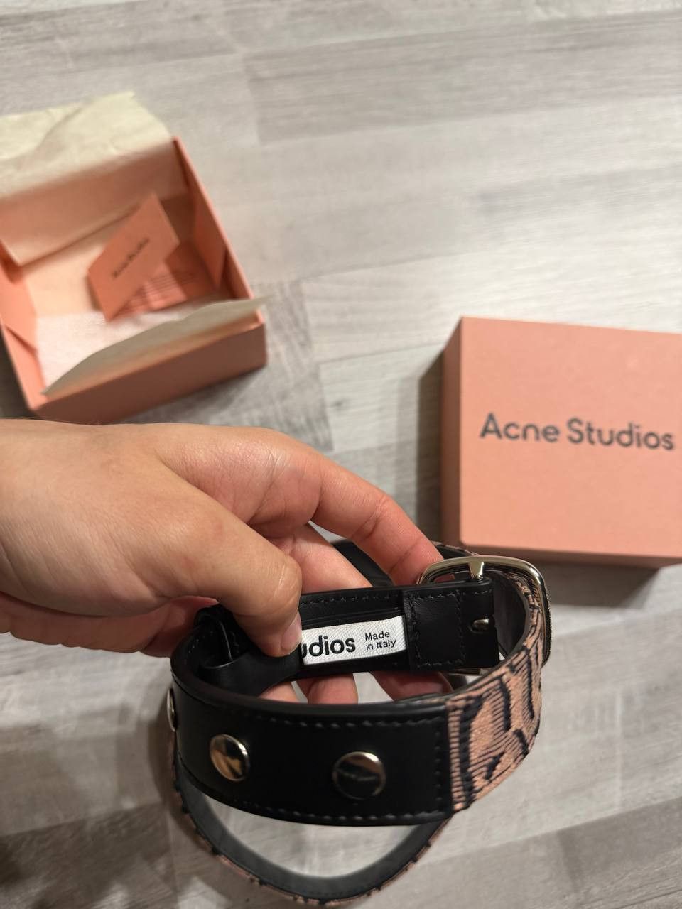 Acne Studios ACNE STUDIOS Pink & Black Monogram Buckle Belt Size 30 - 4 Thumbnail