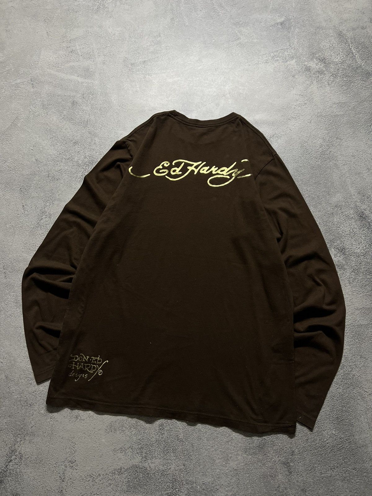 Ed Hardy Vintage Y2k Ed Hardy Brown 🤎 Skull☠️ Crazy Long Sleeve 00’s Size US L / EU 52-54 / 3 - 7 Thumbnail