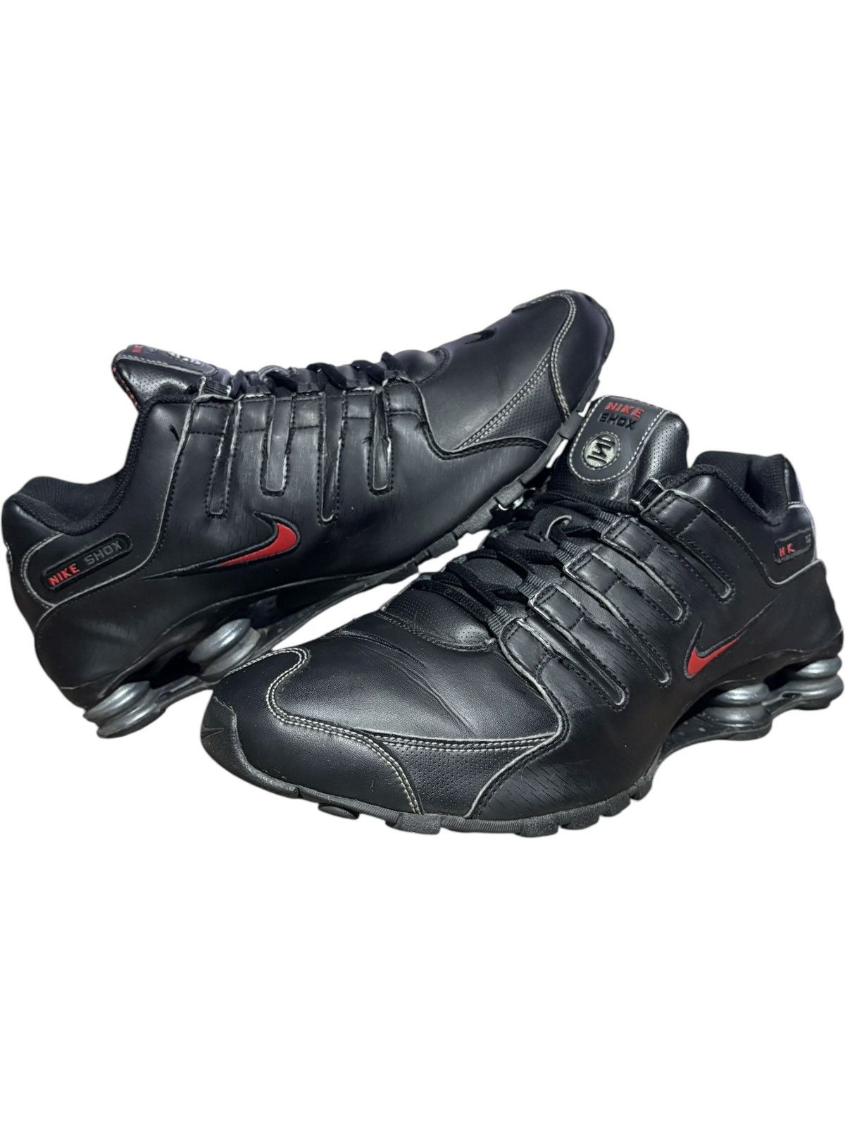 Nike × Vintage 12 Y2k Nike Shox NZ Varsity Red Black Logo runner basketball Size US 12 / EU 45 - 1 Thumbnail