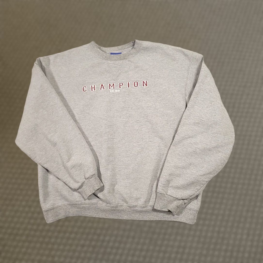 Champion Champion Spellout Crewneck Sweatshirt Mens Large Gray Fleece Embroidered Size US L / EU 52-54 / 3 - 1 Thumbnail