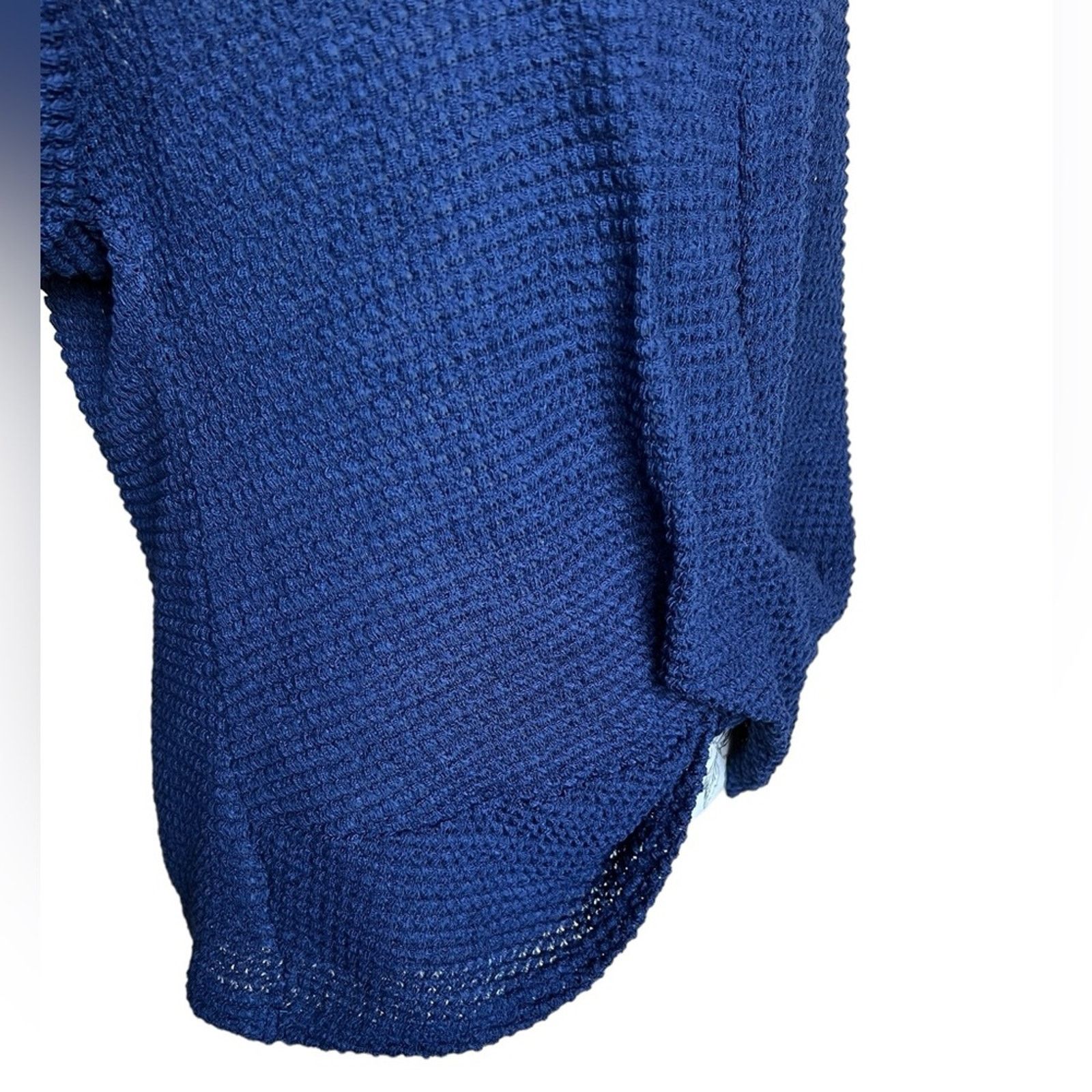 Other Emery Rose Short Sleeve Waffle Knit Pullover Top Navy Blue Size XL / US 12-14 / IT 48-50 - 5 Thumbnail