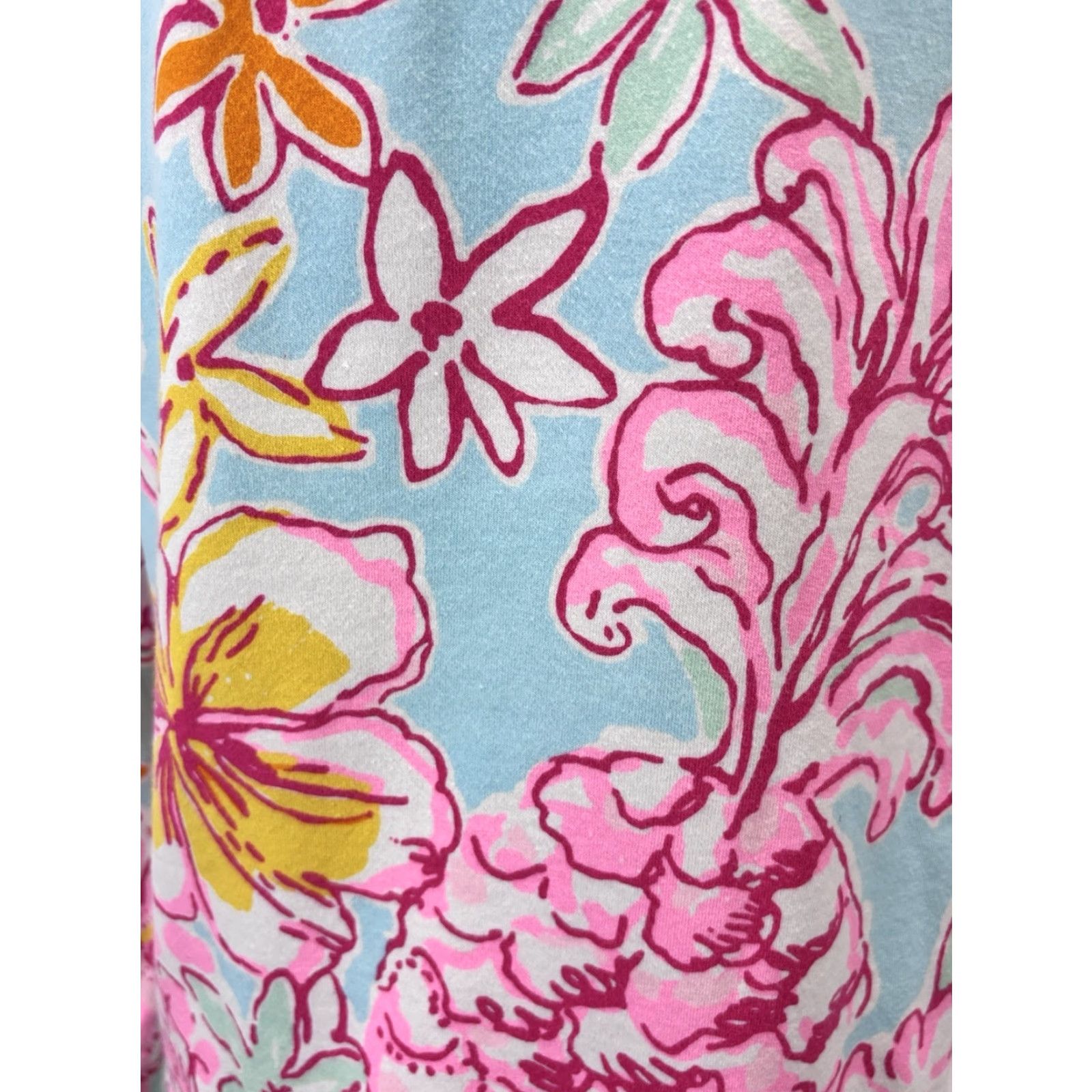 Lilly Pulitzer Lilly Pulitzer Floral 3/4 Zip Popover Top Breakwater Blue Medium Womens Size M / US 6-8 / IT 42-44 - 7 Thumbnail