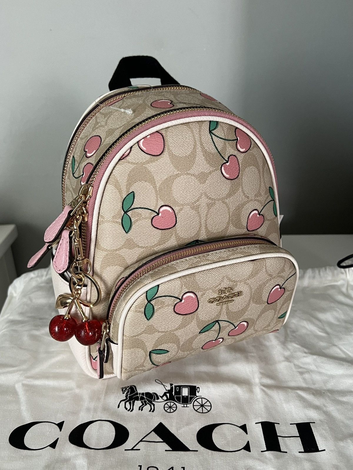 Coach Coach Mini Court Backpack With Heart CherryPrint Size ONE SIZE - 2 Thumbnail