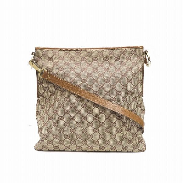Gucci Gucci Gucci GG Canvas Leather Shoulder Bag 113013 Canvas Crossbody Bag 113013 in Good Condition Size ONE SIZE - 1 Thumbnail