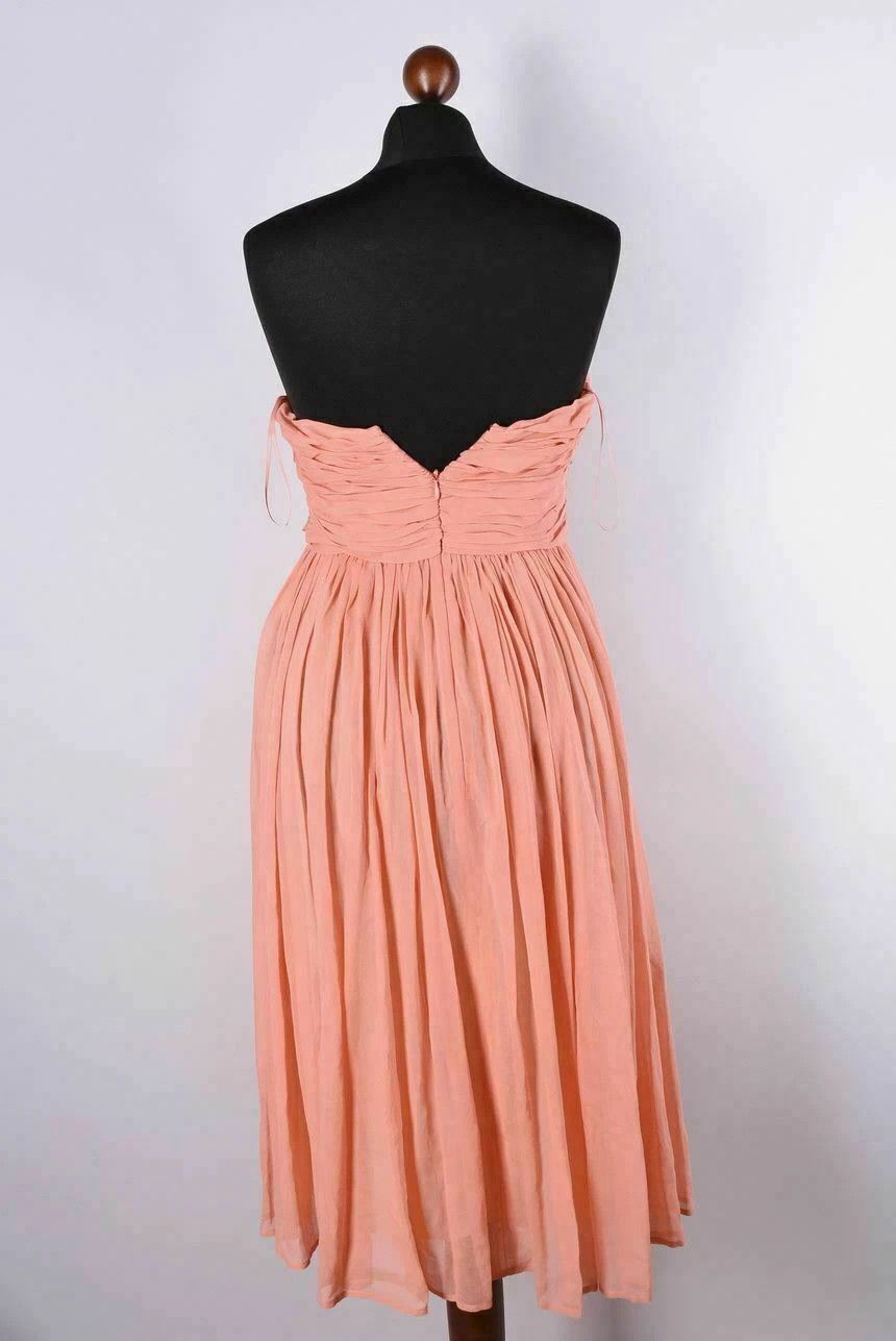 See by Chloe Women's See By Chloe Pleated Strapless Dress Coral Size XS Size XS / US 0-2 / IT 36-38 - 3 Thumbnail