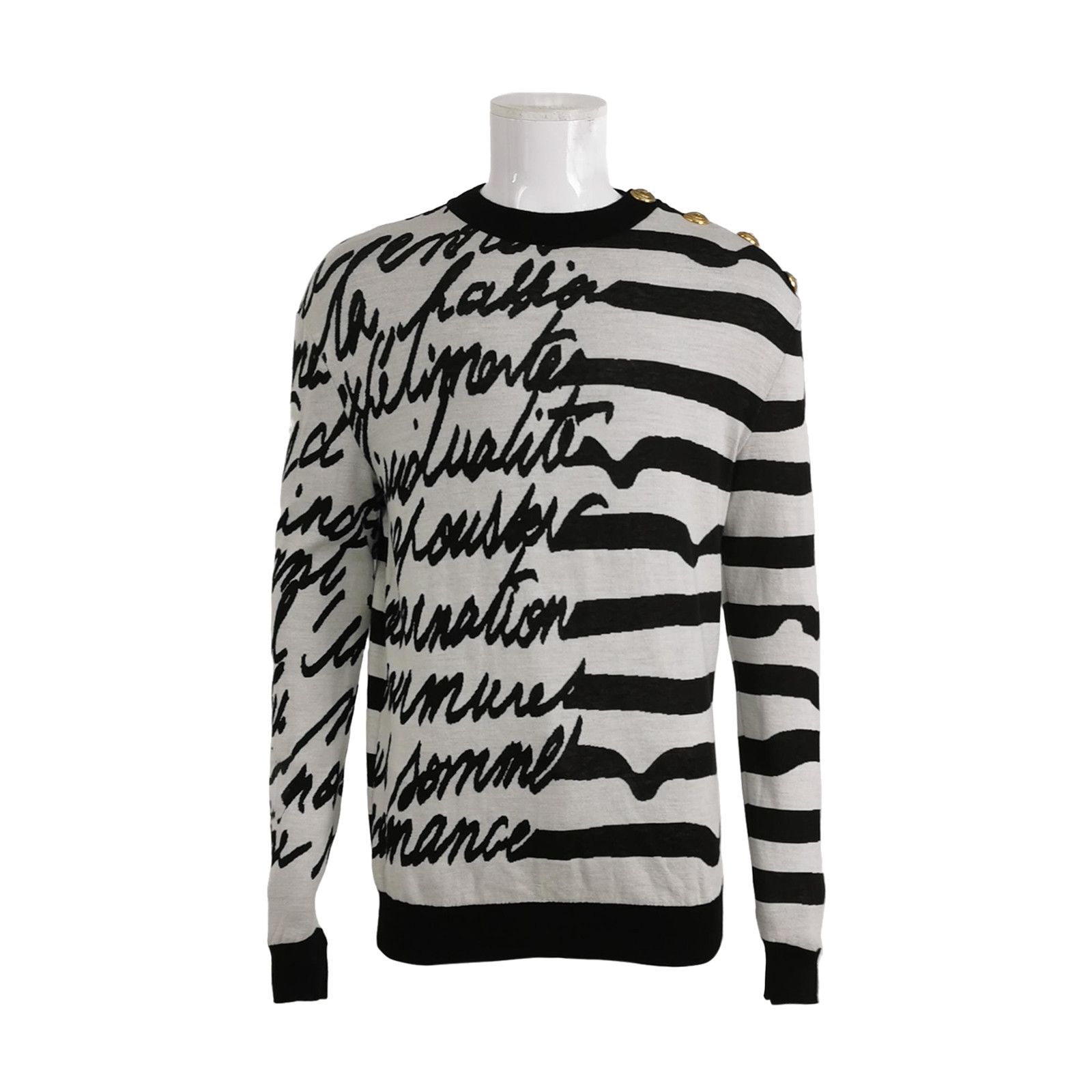 Balmain Balmain Striped Script Knit Sweater Size S Size US S / EU 44-46 / 1 - 1 Thumbnail